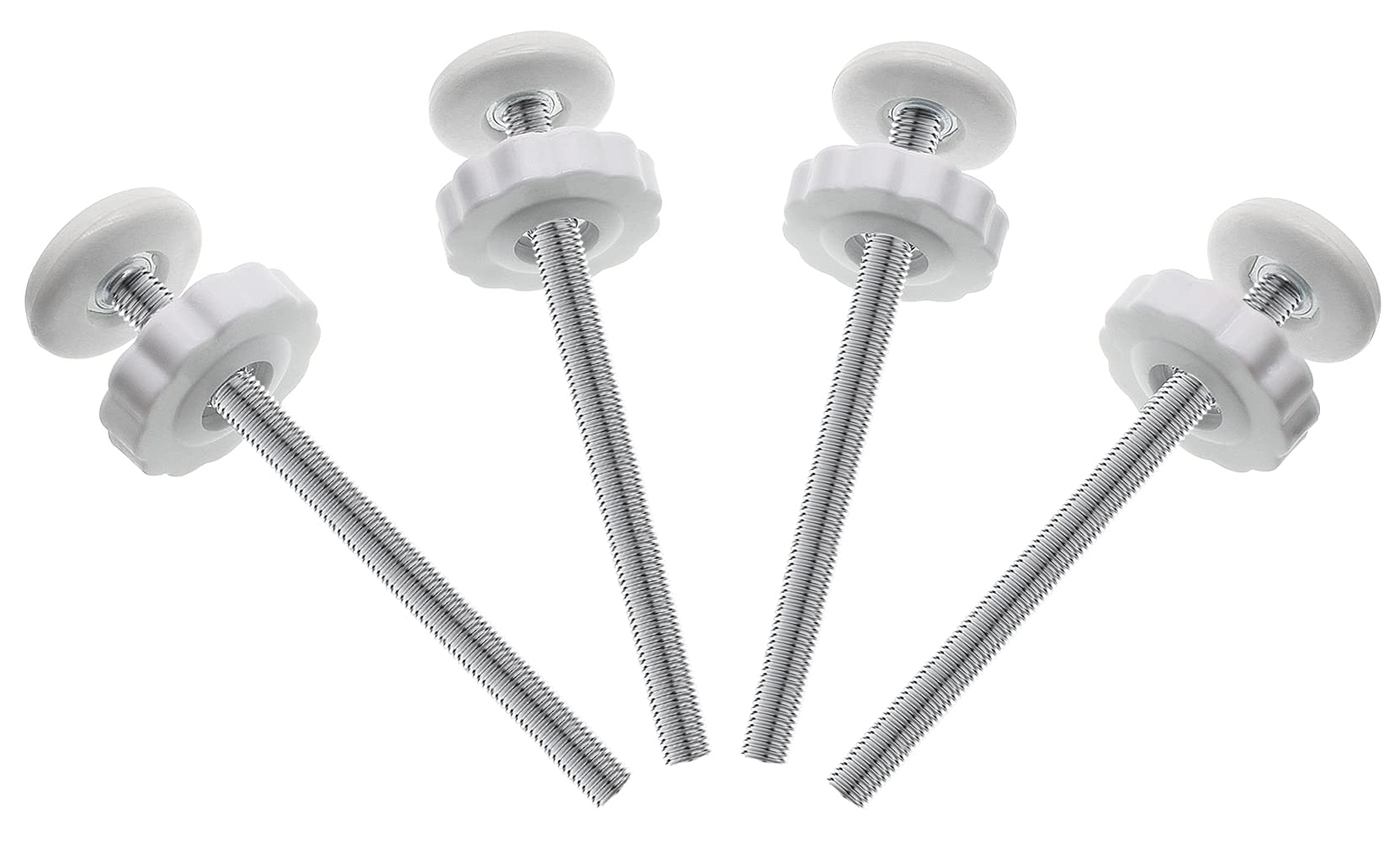4Pcs Universal Baby Gate Threaded Spindle Rod, M8 (8Mm) Replacement Bolt Part For Baby & Pet Pressure Mounted Safety Gates, Extra Long Baby Tension Gate Extender (White)