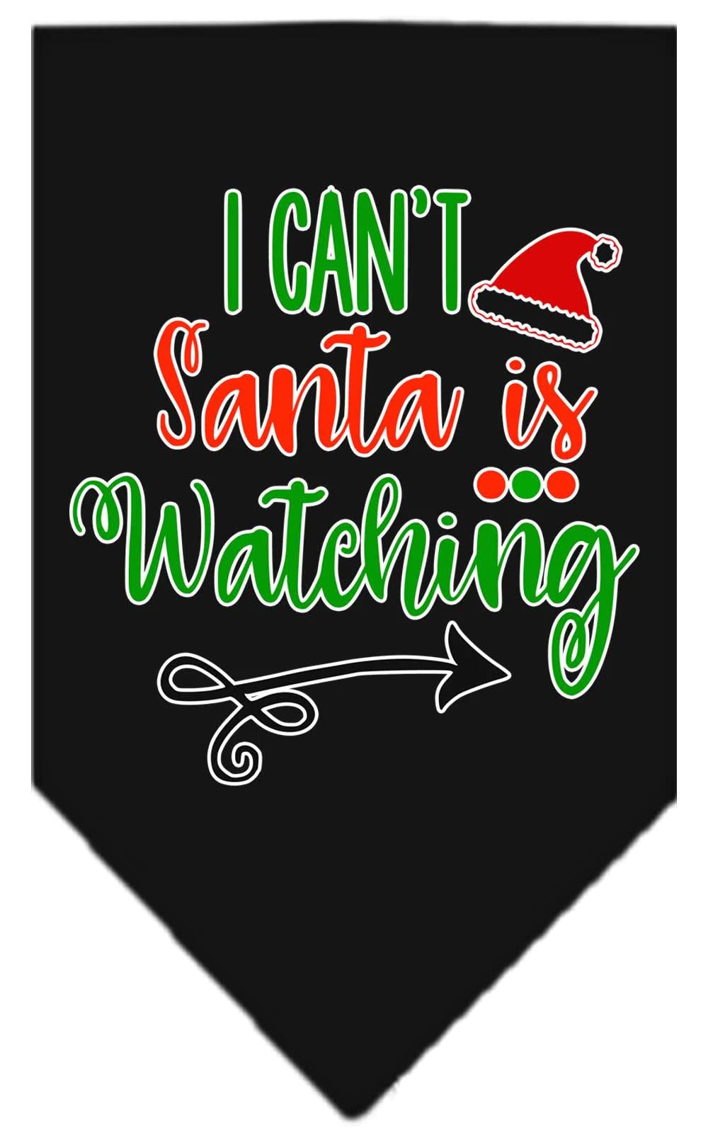 Christmas Pet and Dog Bandana Screen Printed, "I Can't, Santa Is Watching" Light Pink Small