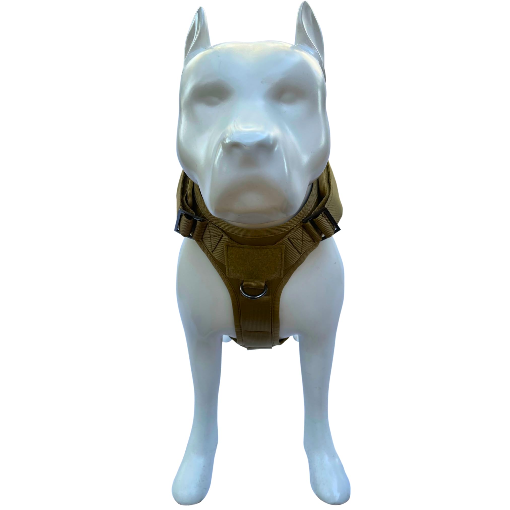 Albcorp Tactical Dog Harness - Heavy Duty, No-Pull Training Vest For Large Breeds, Military Service Dog Vest With Front Leash Clip, Hook & Loop Panels, Padded Handle – Coyote Brown, Medium