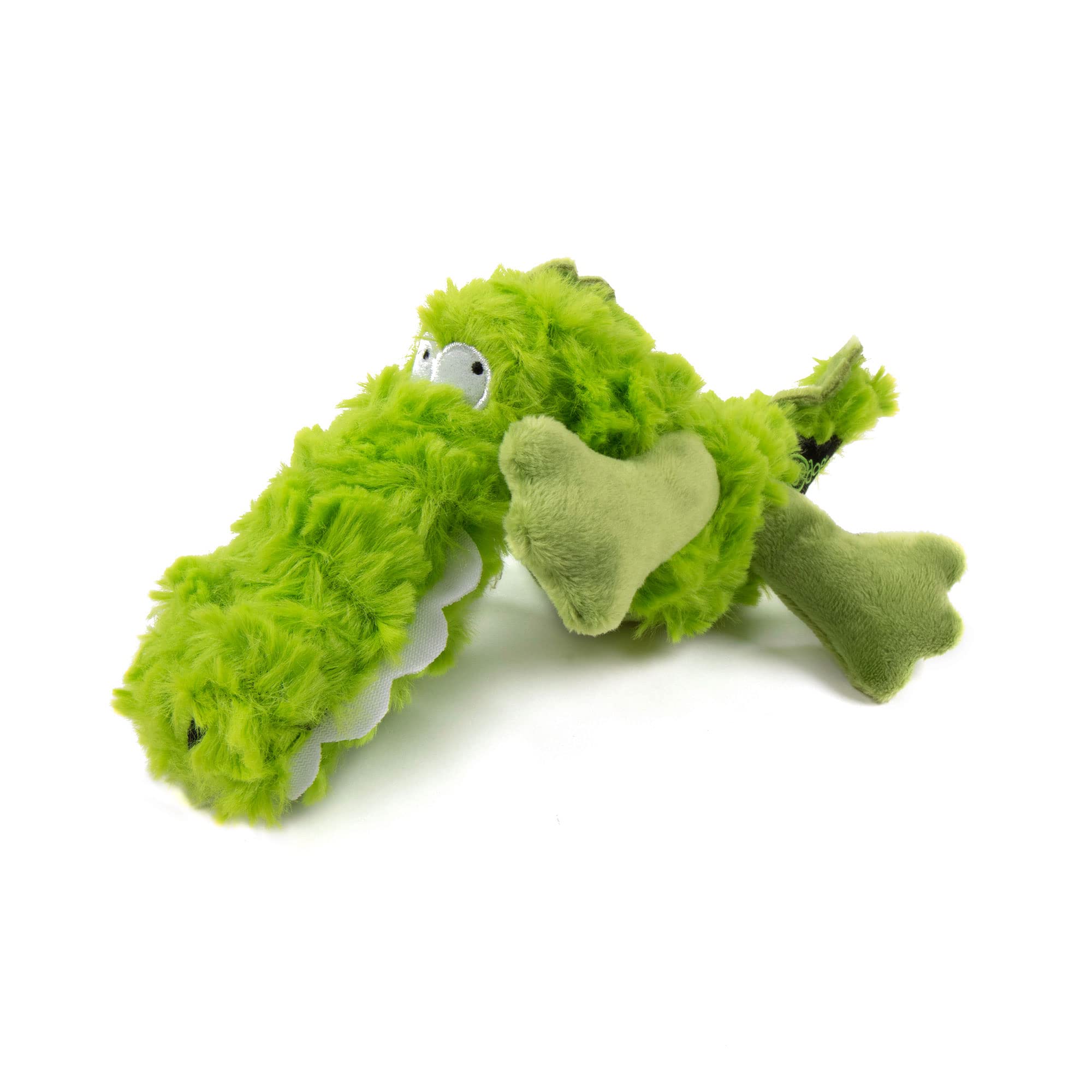 goDog PlayClean Gator Squeaky Plush Dog Toy with Odor-Eliminating Essential Oils, Chew Guard Technology - Green, Small