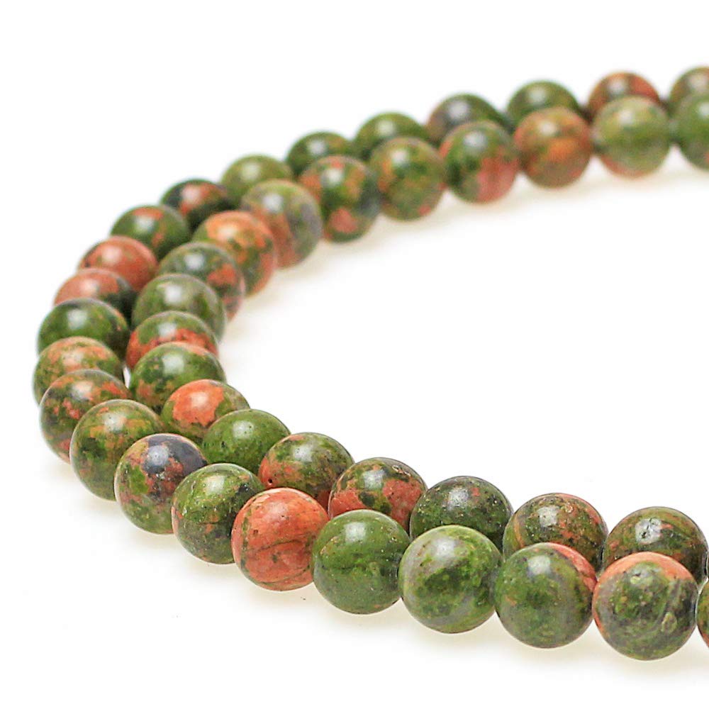 MJDcB Natural Stone Beads Unakite Round Loose Spacer Beads 15 4m 6m 8m 10mm 12m for Jewelry Making (6mm)