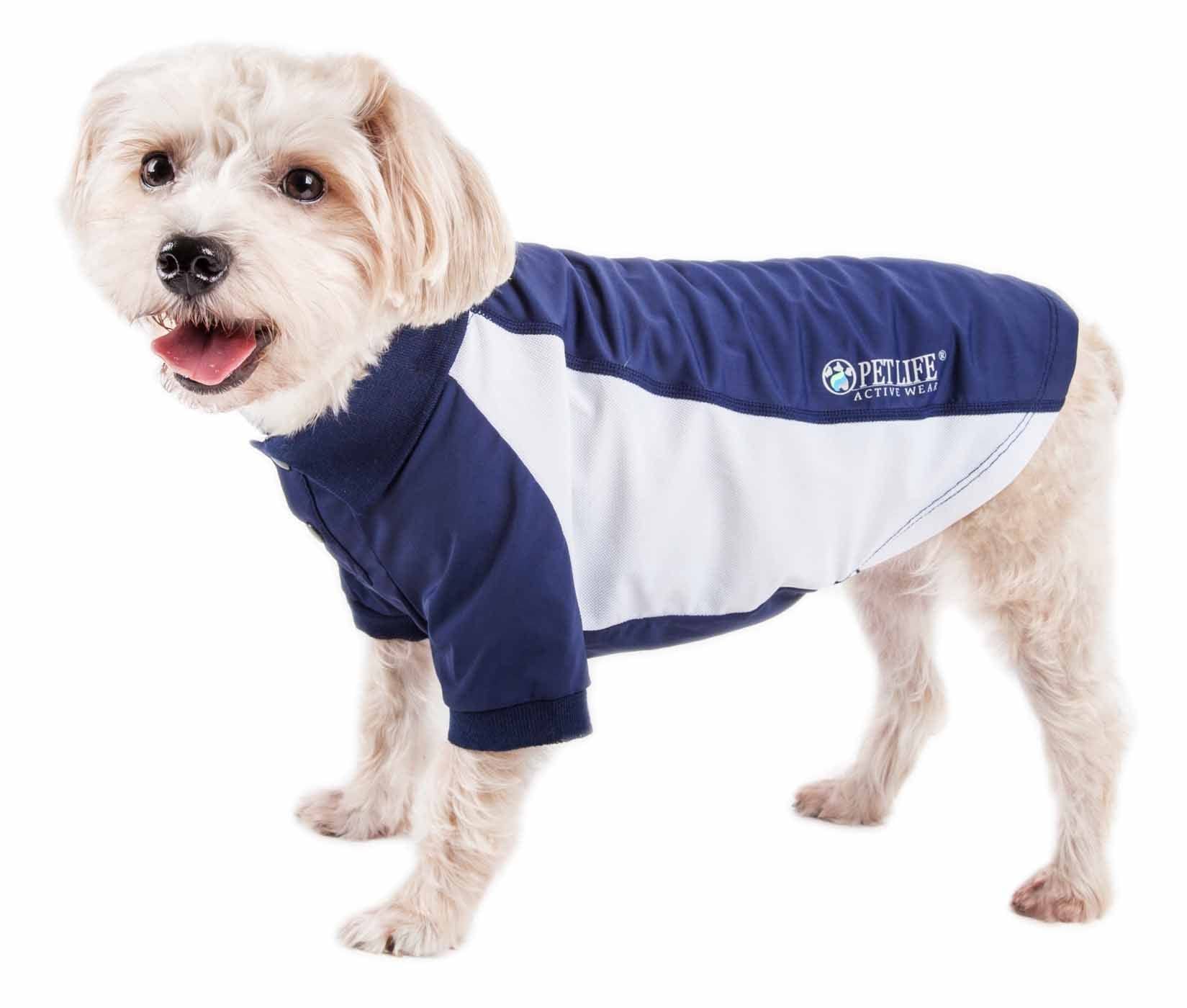 Pet Life  Active 'Barko Pawlo' Stretchy Fitness and Yoga Dog T-Shirt - Dog Polo Featuring 4-Way Relax-Stretch and Quick Dry Tech