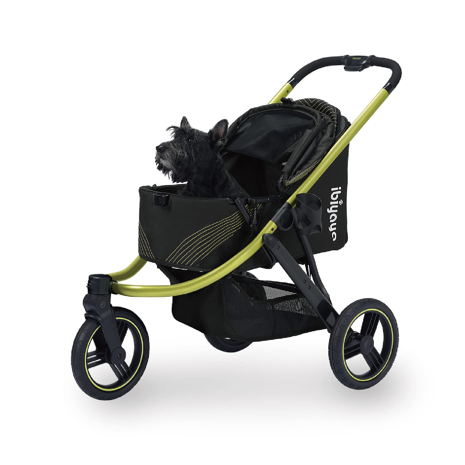 Ibiyaya The Beast Pet Jogging Stroller For All Terrains, 3-Wheel Dog Carrier With Double Breaks, Zipperless Large Stroller For R