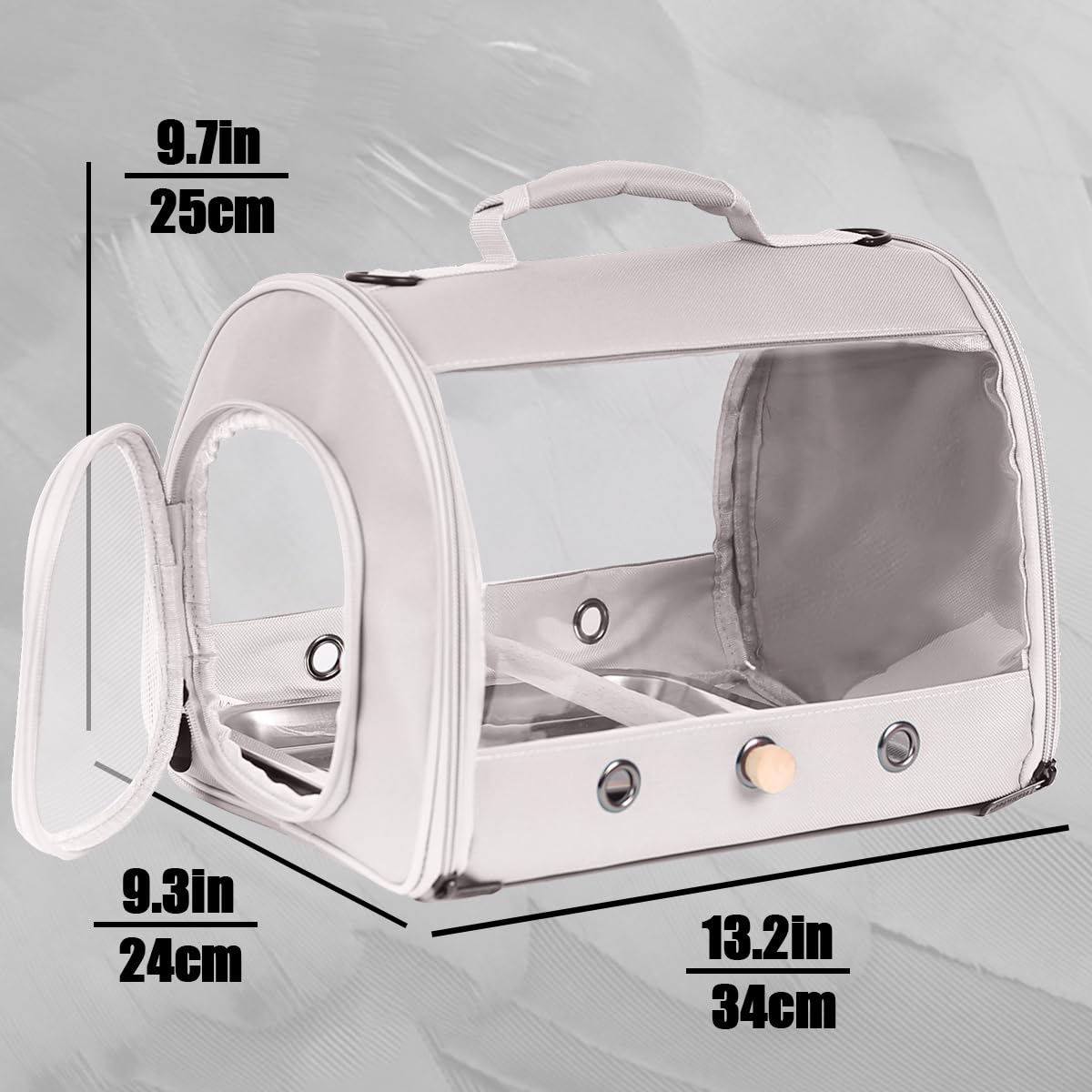 Small Bird Travel Carrier Cage for Long Tail Bird Parakeet Parrot, Includes Metal Tray Soft Mat and Wooden Standing Perch, Hands