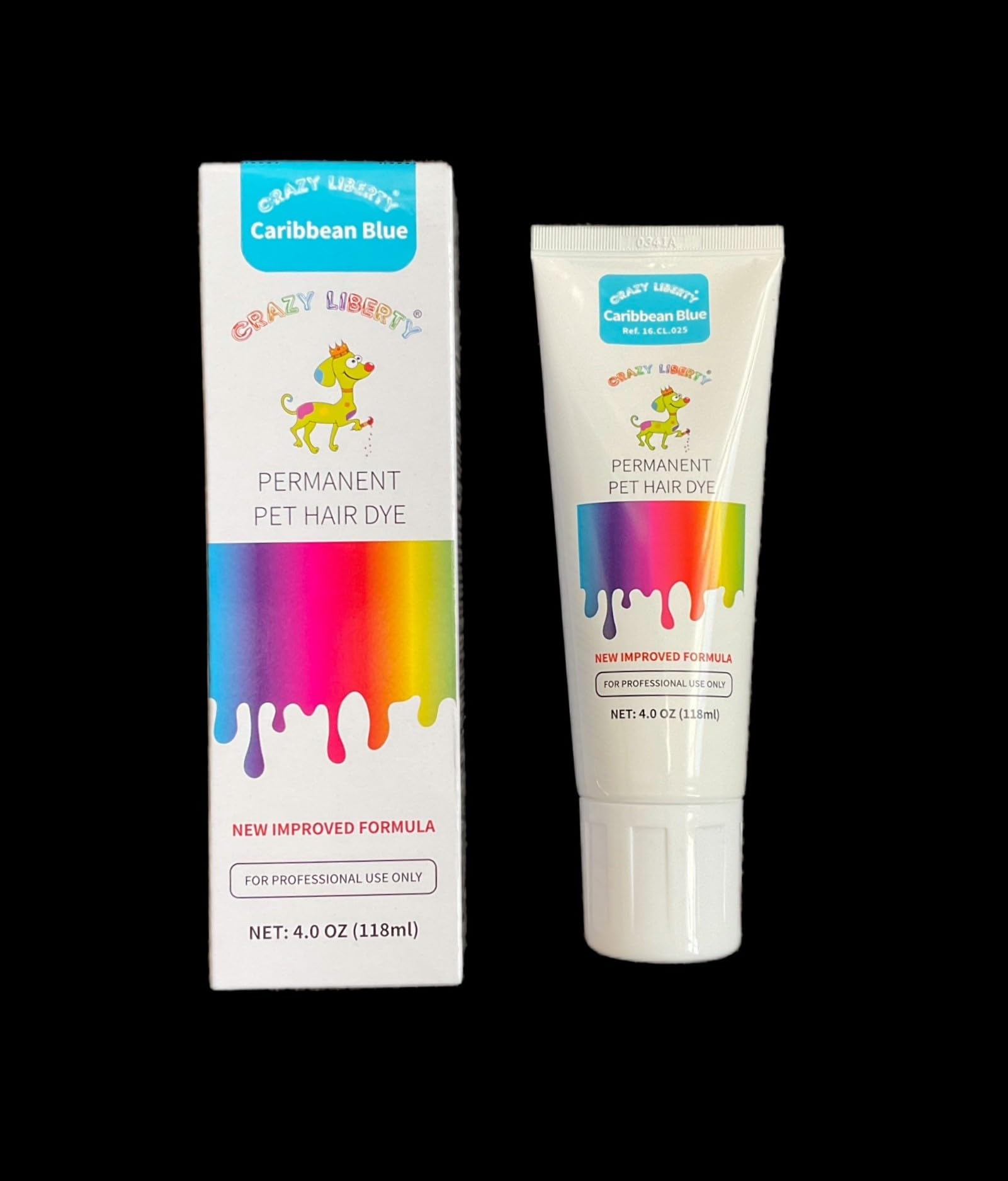 Crazy Liberty Permanent Hair Dye For Dogs And Horses, 4 Oz Tube. (Caribbean Blue)