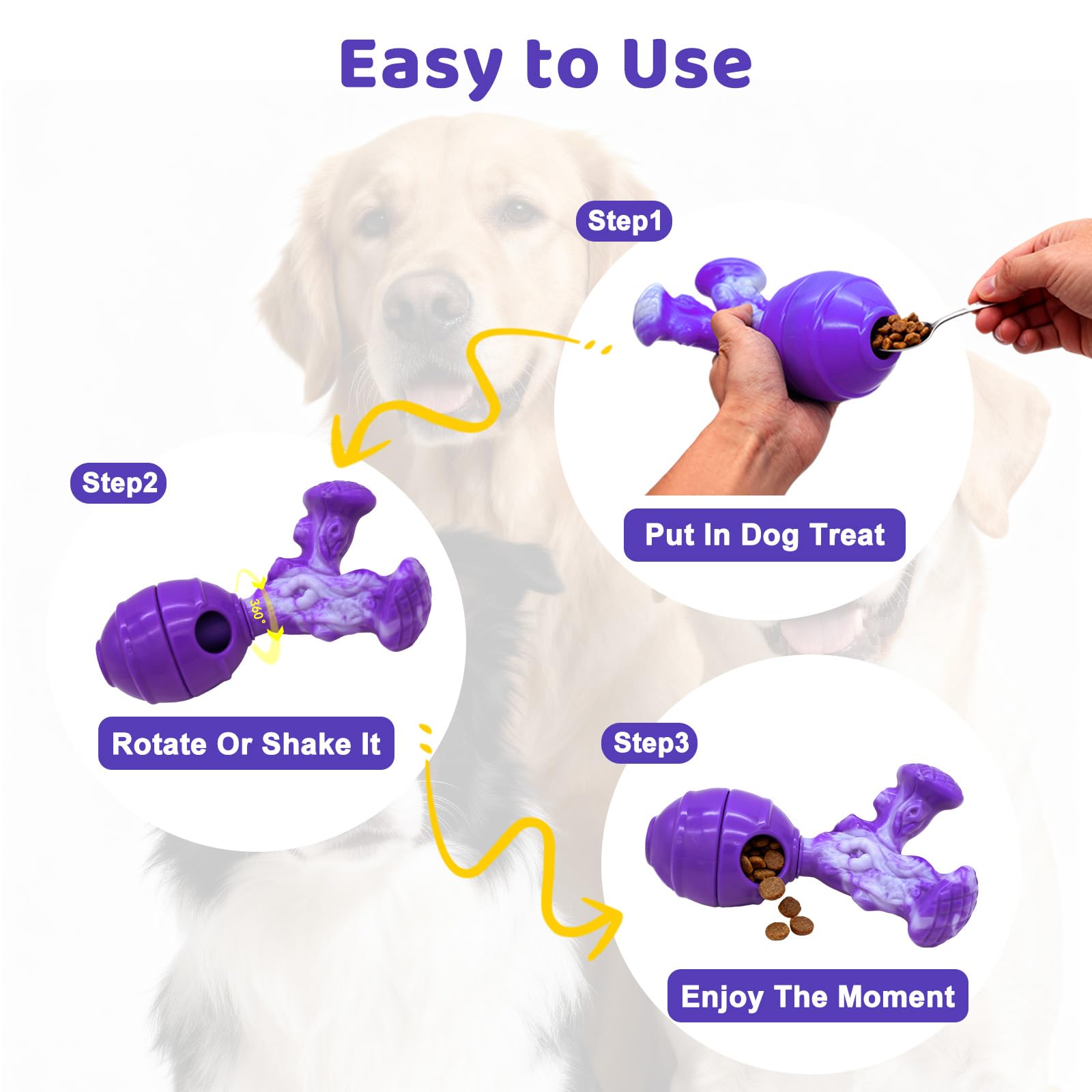 BoYoYo Interactive Dog Toys to Keep Them Busy, 3 in 1 Dog Puzzles for Smart Dogs, Treat Dispensing Toy for Large Dogs, Tough Che