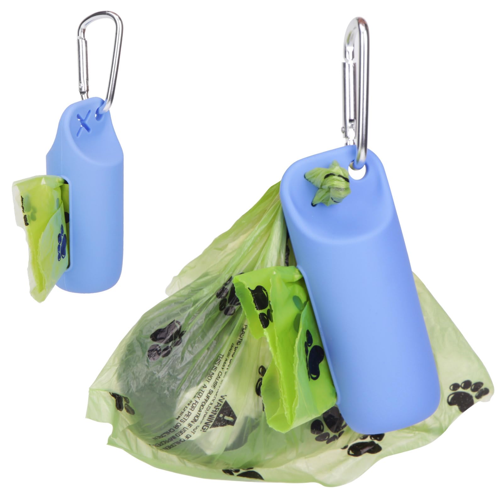 Dog Poop Bag Holder For Leash, Soft Silicone Doggie Poop Bag Dispenser For Outdoor Pet Waste With Carrier Clip & 1 Roll Of Pouch