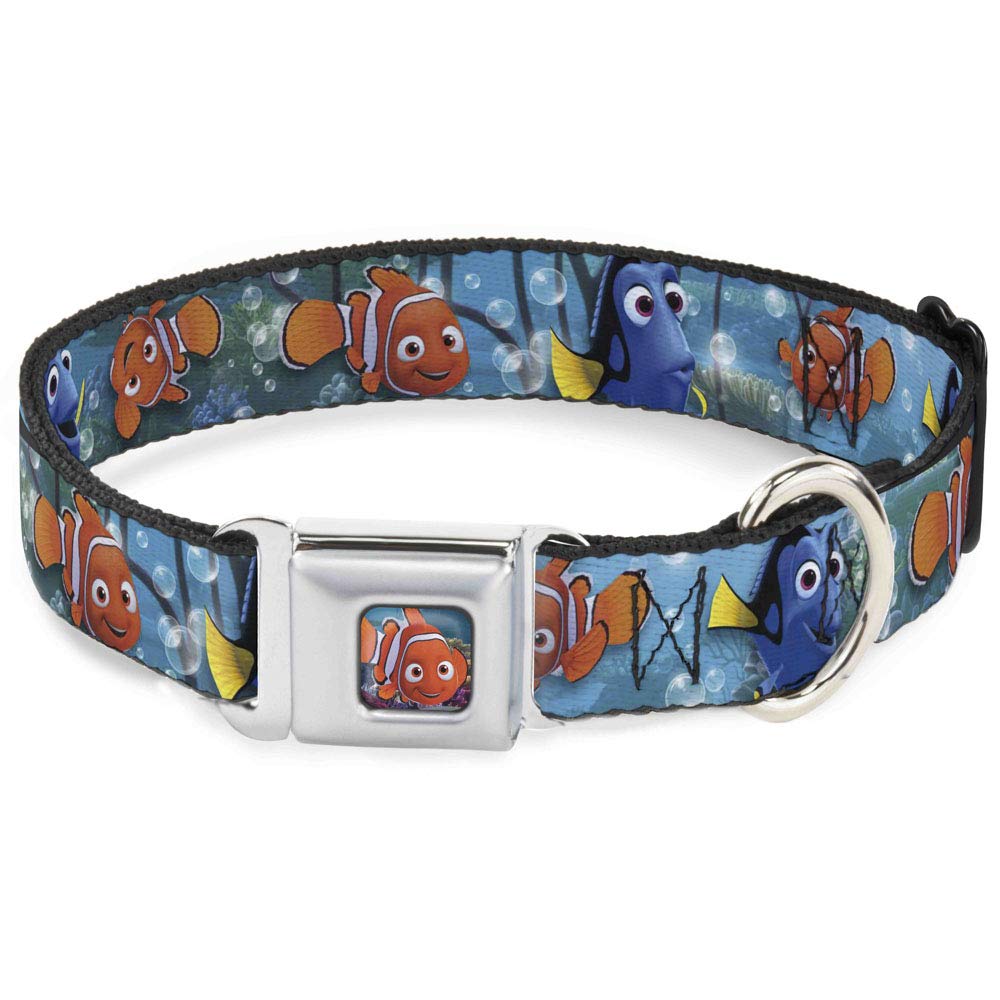 Dog Collar Seatbelt Buckle Nemo Dory Poses 15 To 26 Inches 1.0 Inch Wide