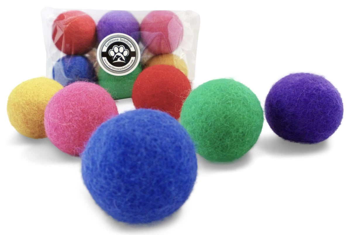 Earthtone Solutions Wool Cat Balls - Safe Silent Felt Ball Toys - Fun Colorful Soft Quiet Wool Kitty Toys - Unique For Cat Lovers - Hand Made In Nepal