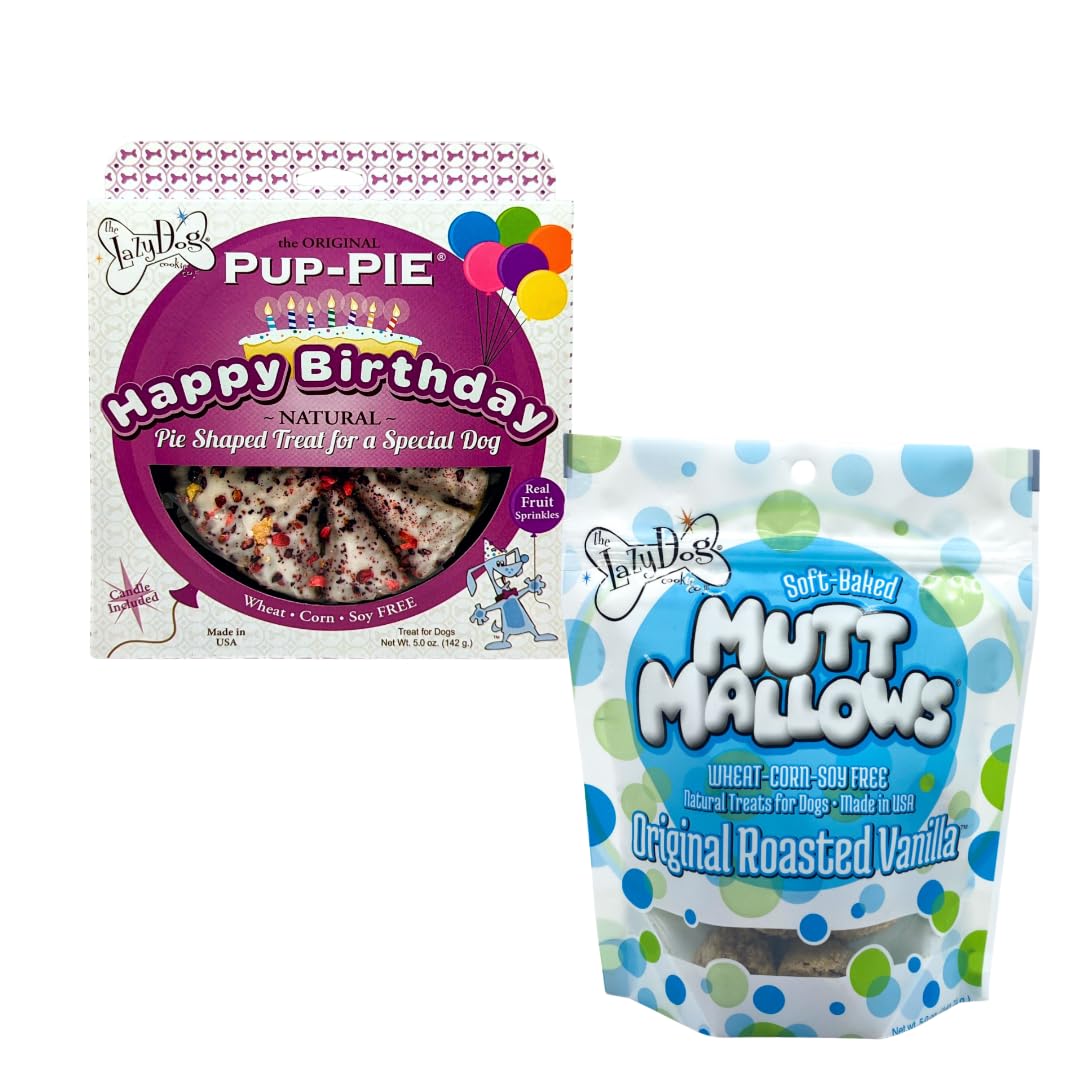 Lazy Dog Pup-Pie - Happy Birthday Dog Treat, 5 oz (Vanilla, Pie with Treats)