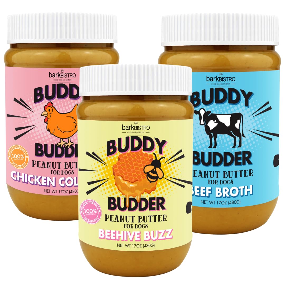 Bark Bistro Company, Beef Broth + Chicken Collagen + Beehive Buzz, 100% Natural Dog Peanut Butter, Healthy Dog Treat, Made in US