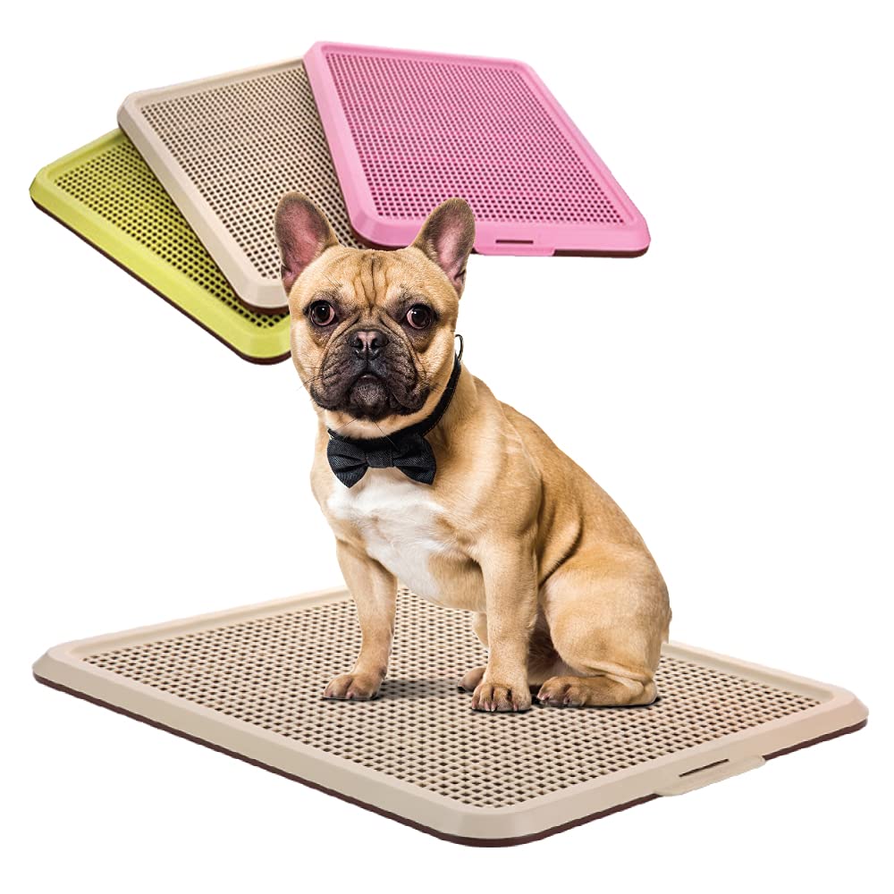 Banu Puppy Pee Pad Holder Indoor Outdoor Dog Potty Toilet Training Tray 20'' X 16'' For Small And Medium Dogs (Ivory)