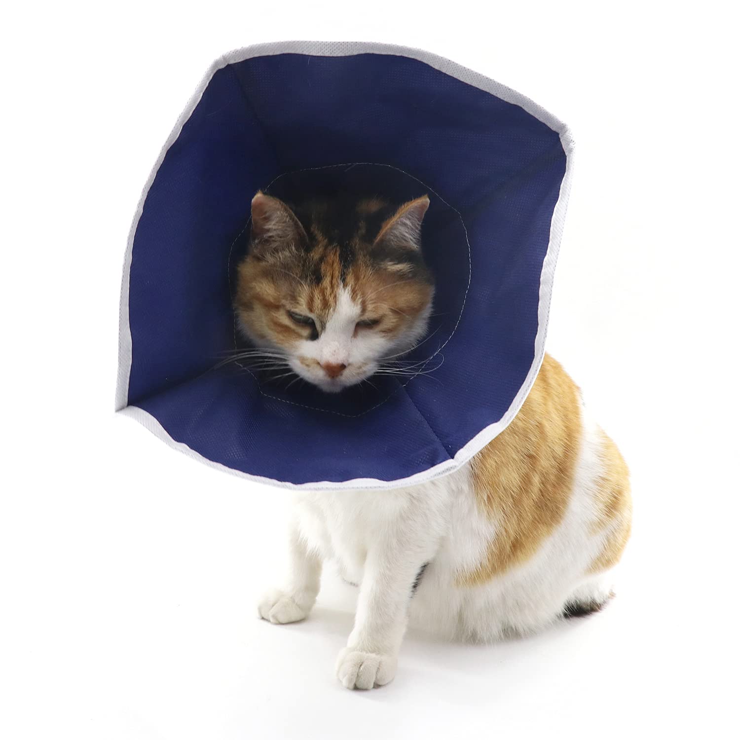 QIYADIN Soft Cat Recovery Collar Cat Cone E Collar Nonwoven Fabric Elizabethan Collar Loops-Protective Wound Healing Specially D