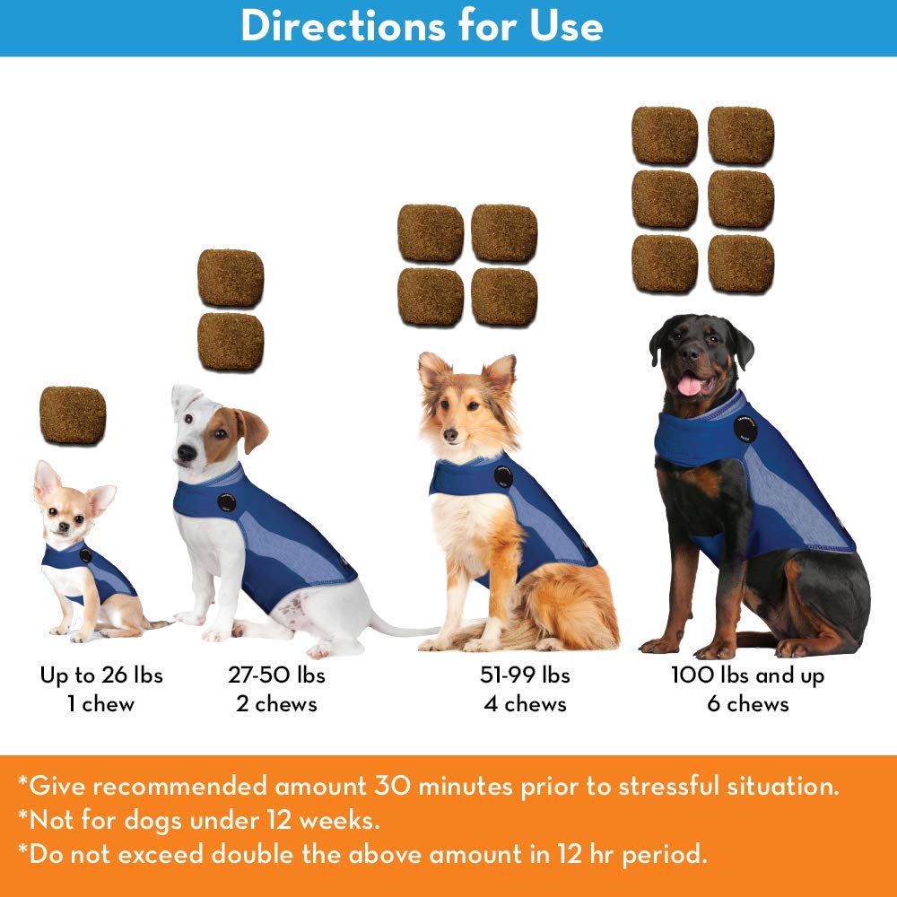 ThunderBites Dog Calming Chews, Thiamine, L-Tryptophan, Melatonin and Ginger, Can Help Relieve Stress from Separation, Storms, F