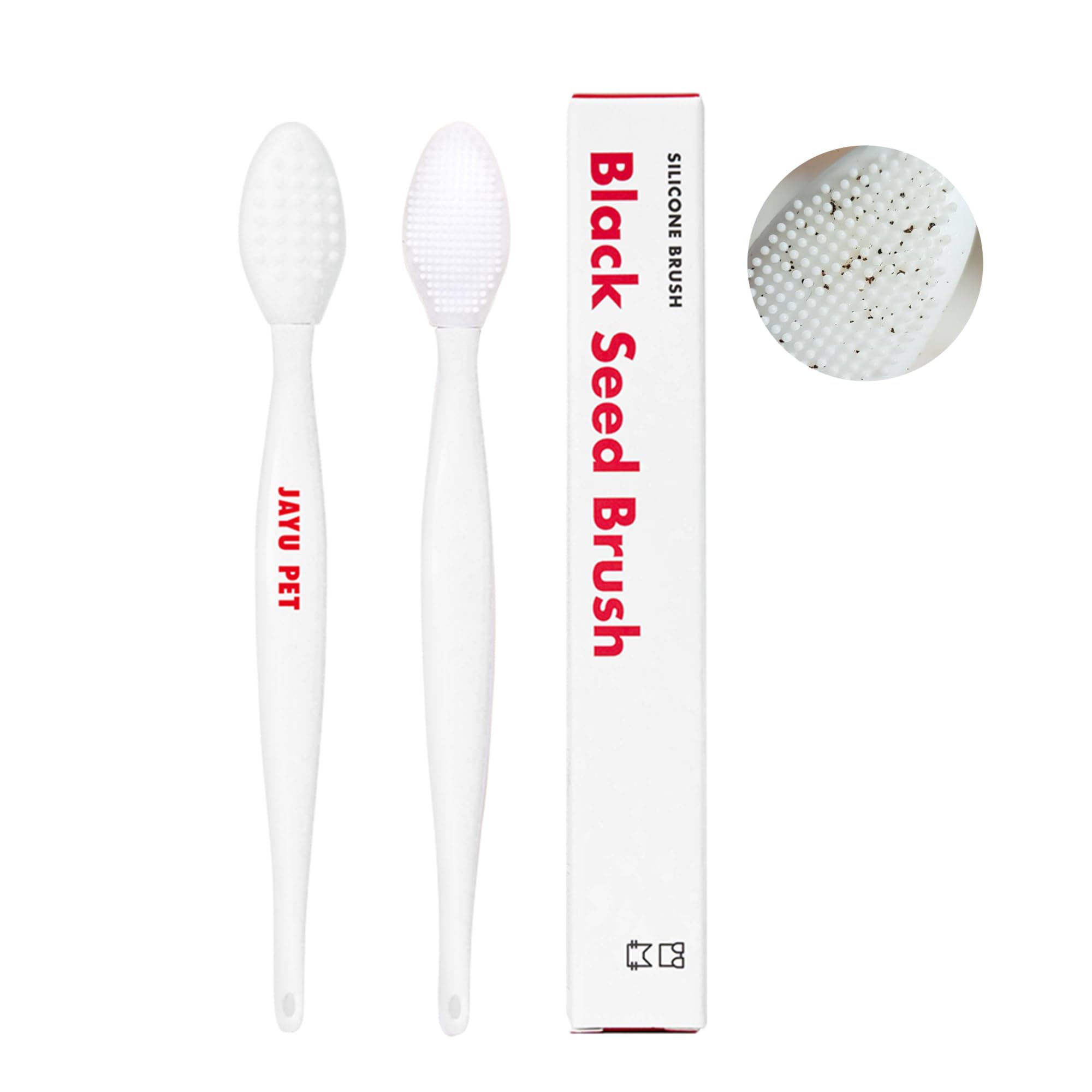 Jayu Pet Black Seed Brush - Cat Acne Chin Treatment, Cat Acne Brush, Silicone Brush For Cats Chin Acne & Blackhead Exfoliation, Double-Sided Cat Grooming Brush (1Pcs)