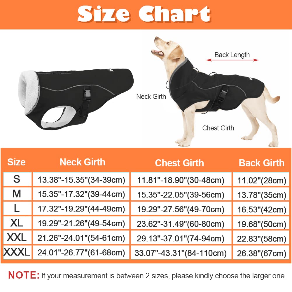 Emust Dog Jacket Winter, Cozy Windproof Dog Jacket For Cold Weather, Solid Color Dog Vests For Winter For Medium Dogs, Black, M