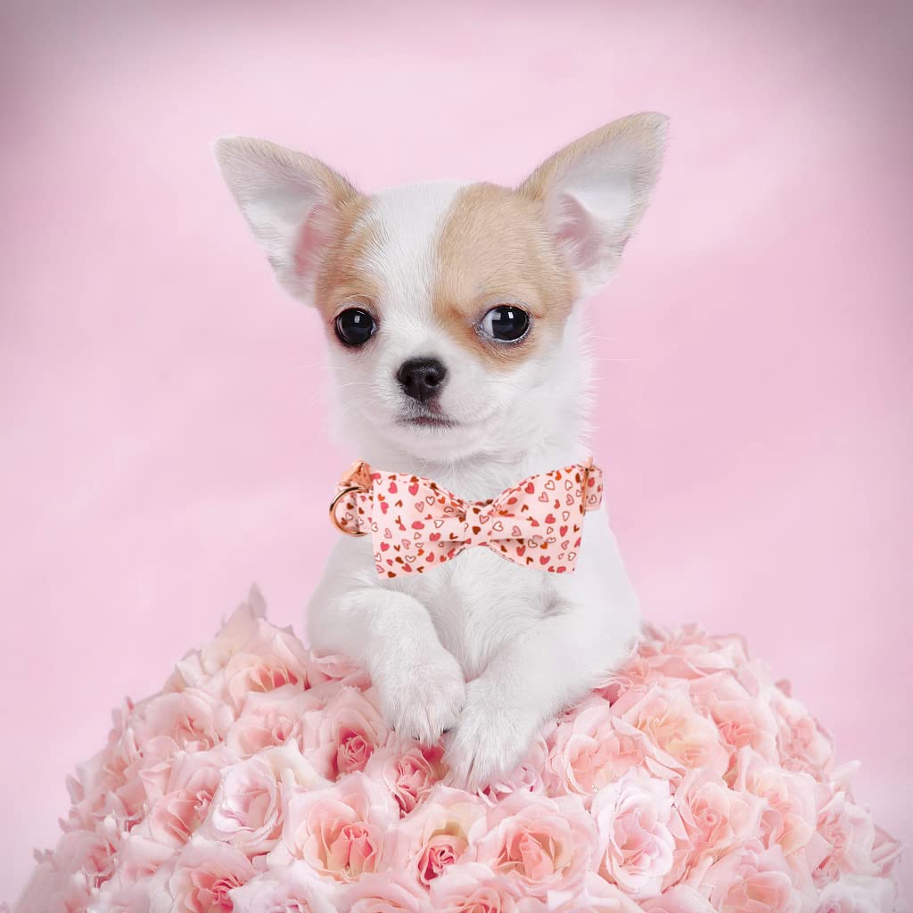 Elegant Little Tail Valentine'S Dog Collar With Bow, American Flag Bow Tie Dog Collar, Cute Heart Dog Bowtie Pet Gift Dog Collar