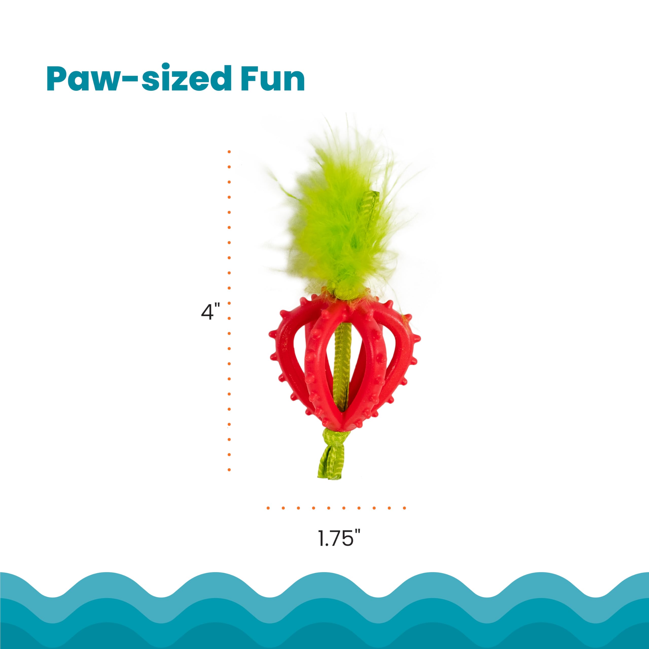 Catstages Dental Strawberry Teether, Soft And Textured Cat Chew Toy, Catnip Oil Coating, Pink