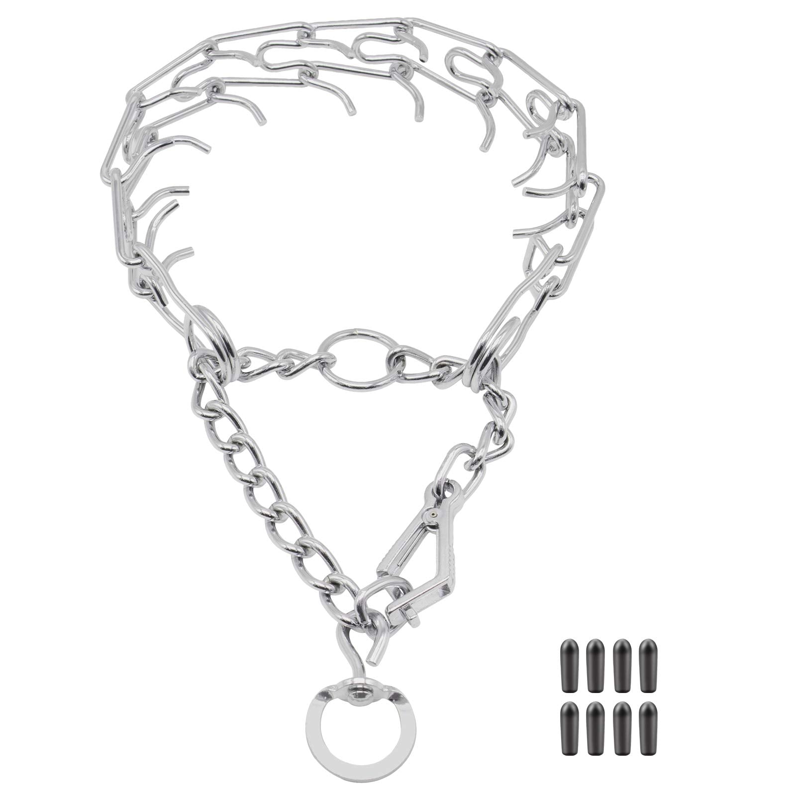 Dog Prong Collar, Ultra-Plus Chrome Plated Training Collar With Quick Release Clip For Dogs, Adjustable Pet Pinch Collar With Silver Plating For Small Medium Large Dogs (L)