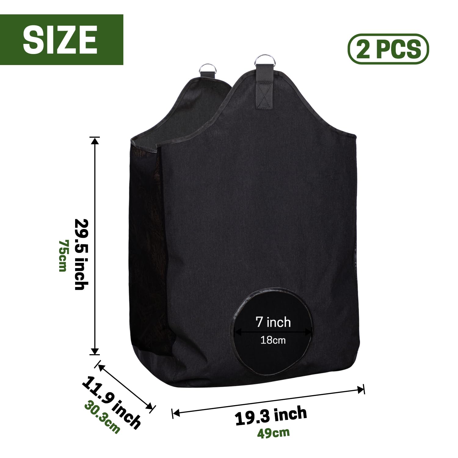 Zelarman 2 Pcs Hay Bags For Horse, Large Capacity Feeding Bag, Goat Hay Feeder, Hay Nets For Sheep, Open Feed Hole Hay Feeder For Slow Feeding