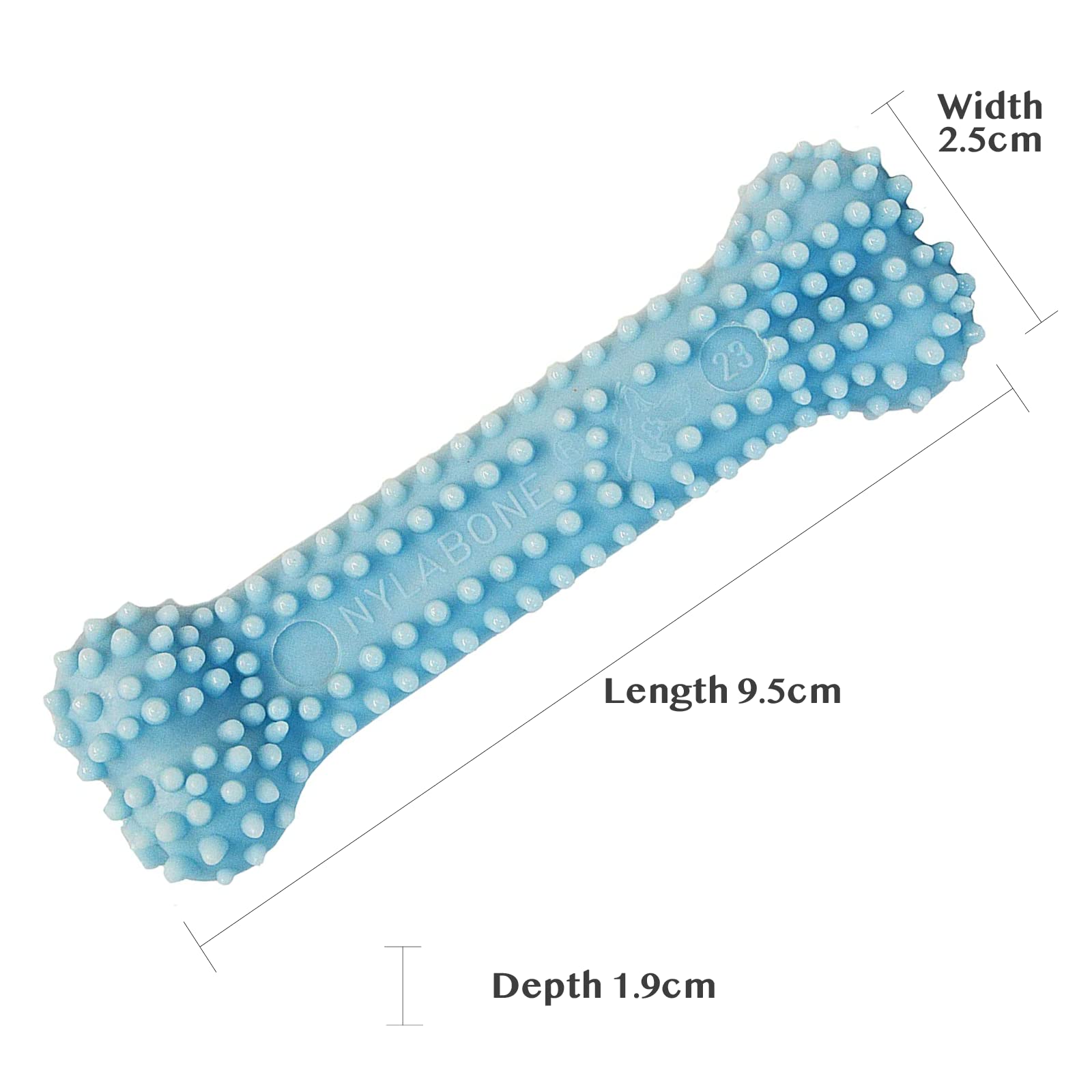 Nylabone Puppy Chew Blue Textured Teething Bone - Chewing Toys for Puppies - Puppy Supplies - Chicken Flavor, X-Small, Up to 15