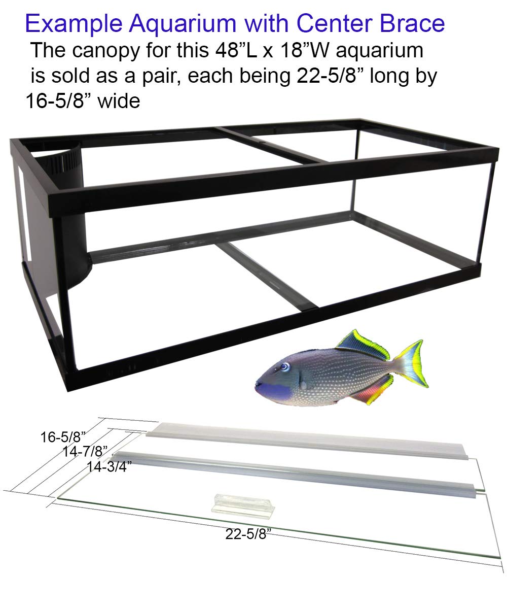 Glass Canopy For Aquariums With And Without Center Braces, 10 Gallon To 200 Gallon Aquariums (Tank With Center Brace, 48'' L X 1