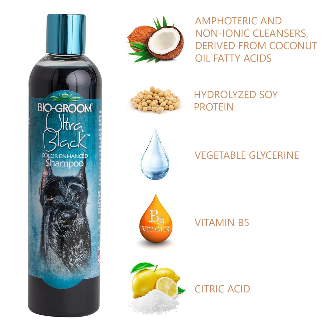 Bio-Groom Ultra-Black Dog Shampoo – Color Enhancing Pet Shampoo, Dog Bathing Supplies, Puppy Wash, Dog Grooming Supplies, Cruelty-Free, Made In Usa, Coat Brightener Shampoo – 12 Fl Oz 1-Pack