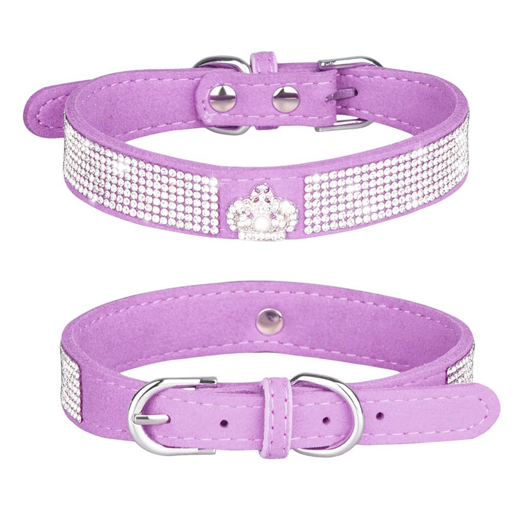 Purple Xxs Dog Collar,Rhinestone Dog Collar, Puppy Collar Girl Bling Diamond Cat Collar Pretty Jewel Glitter Sparkly Pet Collars