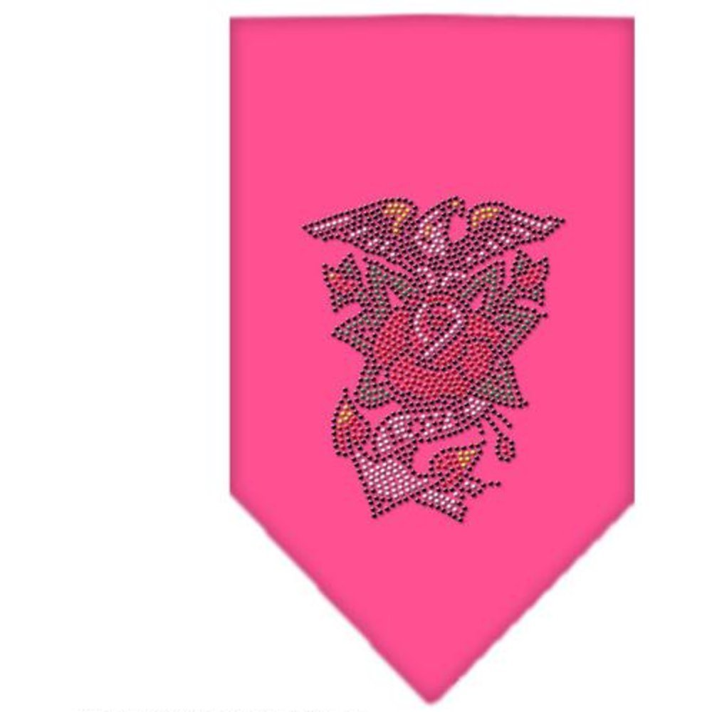 Pet and Dog Bandana Rhinestone, "Eagle Rose" Bright Pink Small