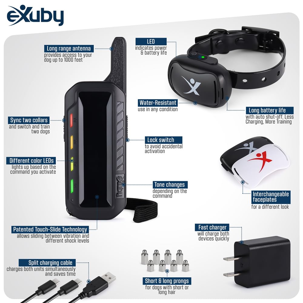 Exuby Touch-Slide Control Shock Collar For Small Dogs -Bring Peace & Quiet To Your Home Instantly W/Slide Of A Thumb -Slide To C