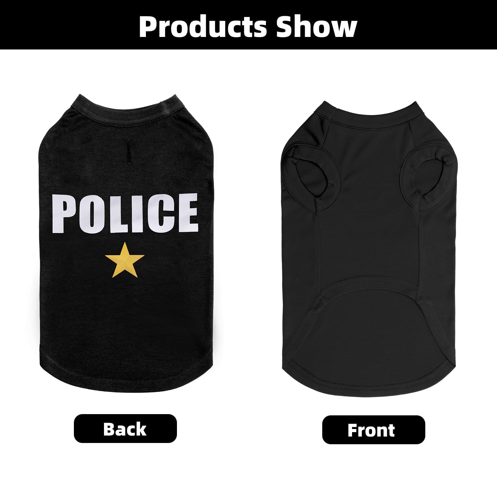 Bingpet Police Dog Shirts,Soft Cotton Puppy Tshirt,Breathable Lightweight Dog Costumes Tank Top Vest,Machine Washable Stretchy Dog Clothes For Small Medium Large Dogs Boy Girl