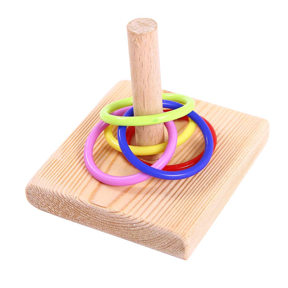 Qbleev Bird Training Ring Toy, Parrot Trick Tabletop Toys, Bird Educational Toys, Stacking Color Rings,Bird Cage Toys