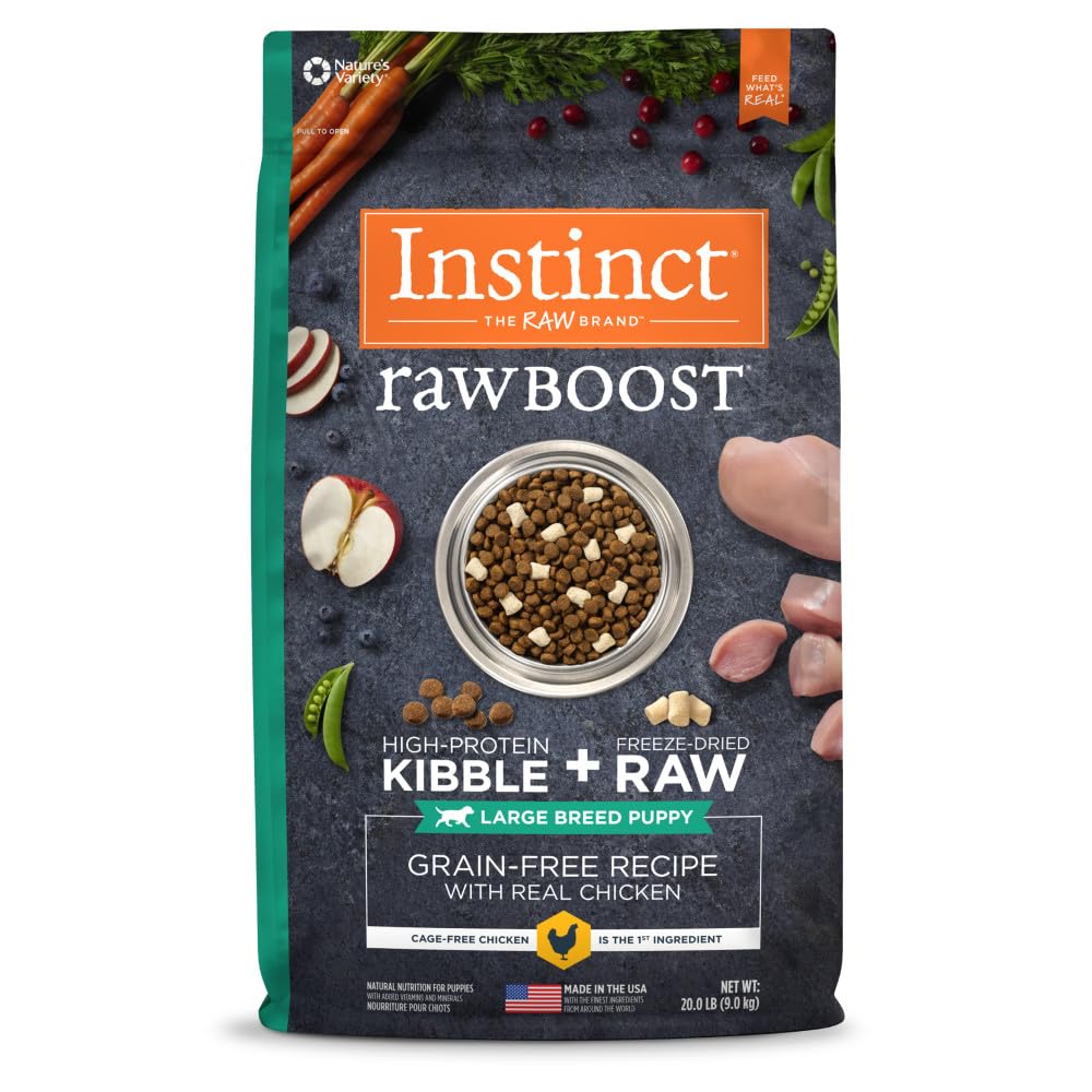 Instinct Raw Boost Large Breed Puppy, Natural Dry Dog Food with Freeze Dried Pieces, Grain Free Recipe - Real Chicken, 20 lb. Ba