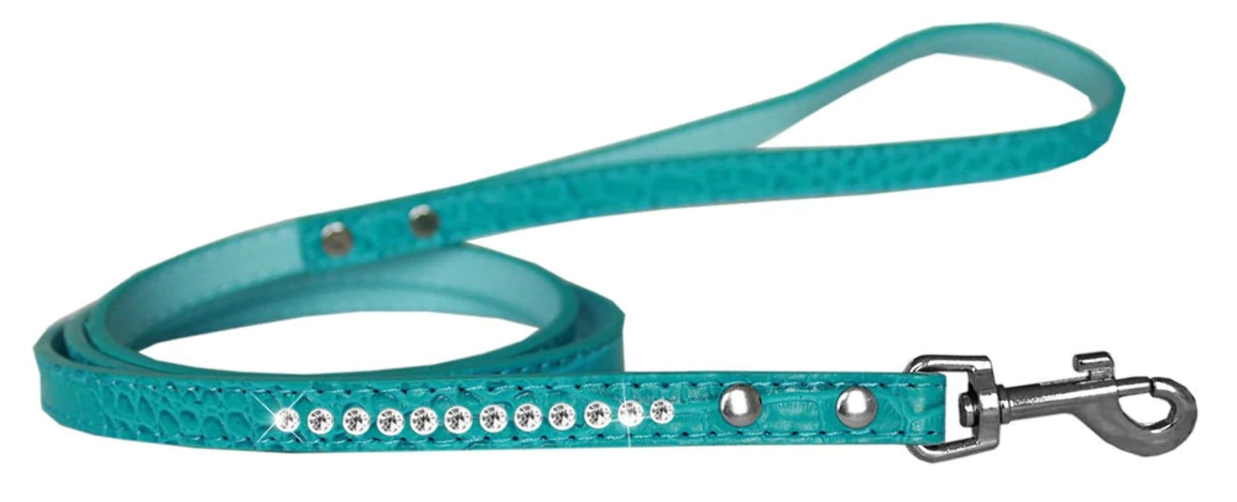 Dog, Puppy & Pet Designer Croc Leash, One Row Clear Crystal Lime Green 1/2" wide x 4' long