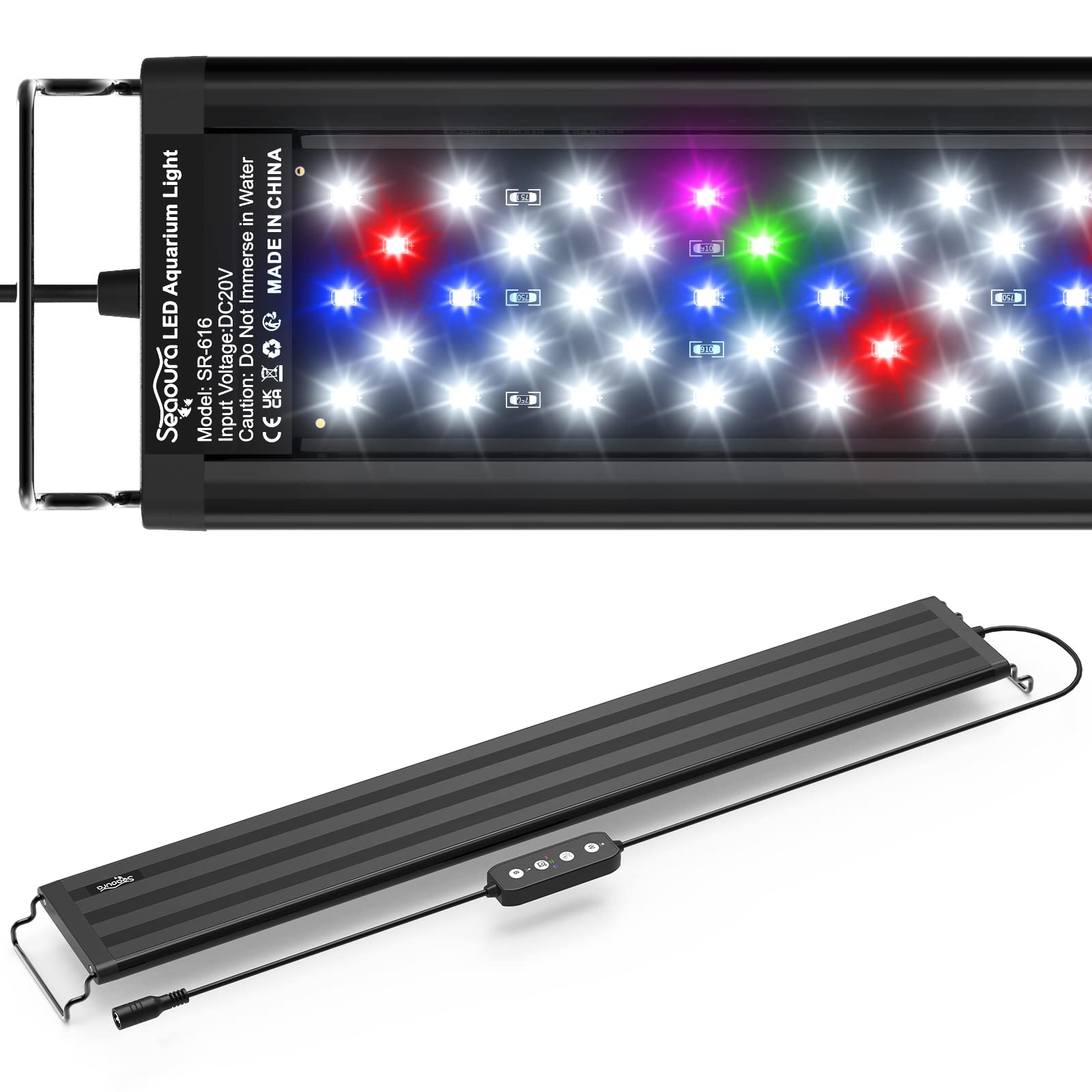 Seaoura Led Aquarium Light For Plants-Full Spectrum Fish Tank Light With Timer Auto On/Off, 24-30 Inch, Adjustable Brightness, W