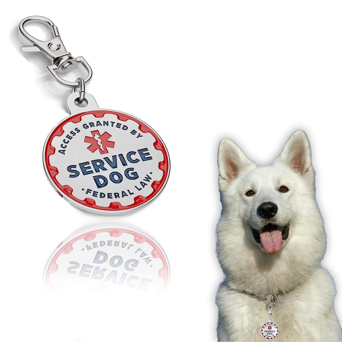 Yafiygi Service Dog Tag Service Dog Id Tag Engraved Stainless Steel Enameled Regular Emotional Support Dog Animal Tags For Large