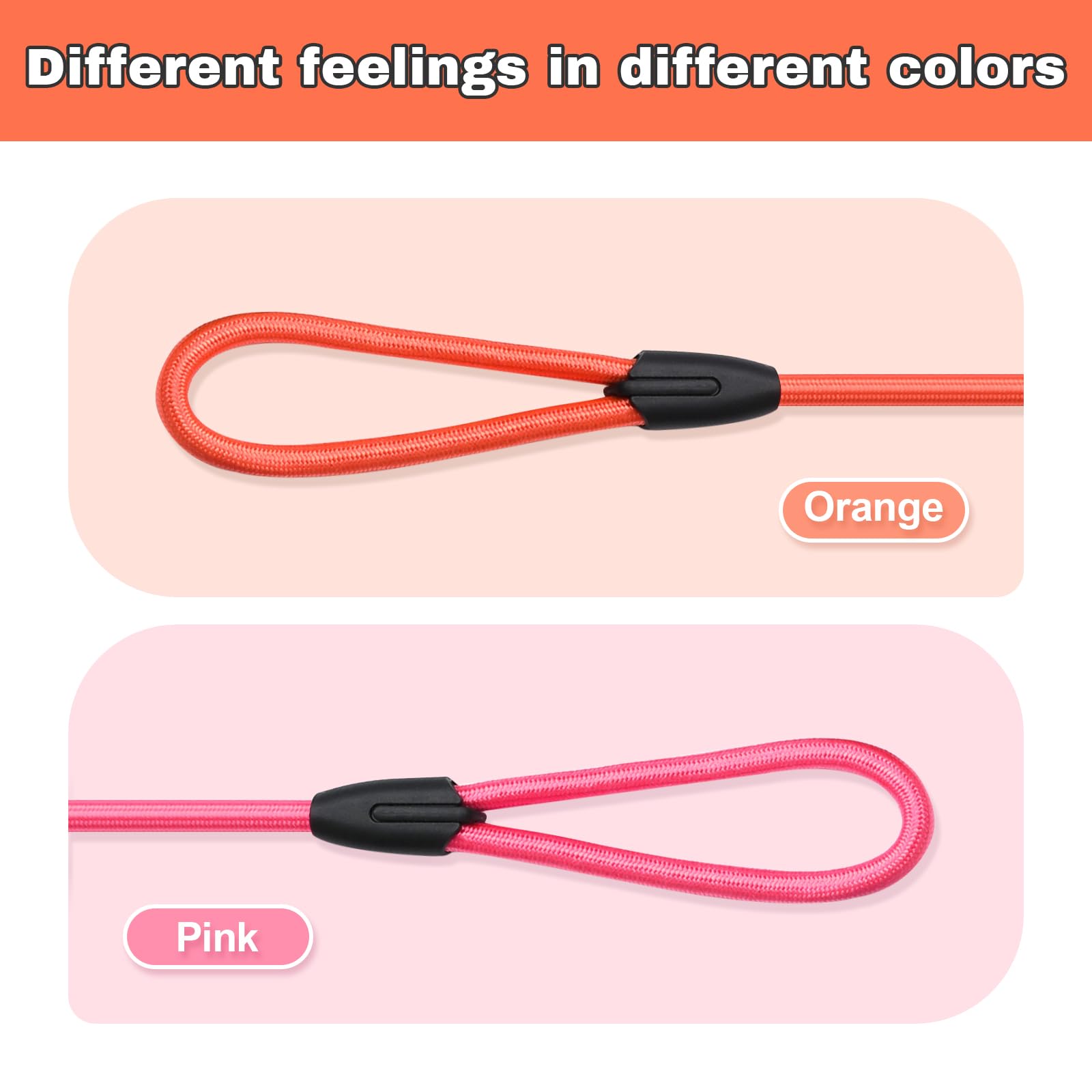 Fovrlzse 2 - Piece Set! No - Pull Slip Lead Dog Leashes - 5Ft Super - Strong Rope For Small & Medium Dogs In Gorgeous Pink And O