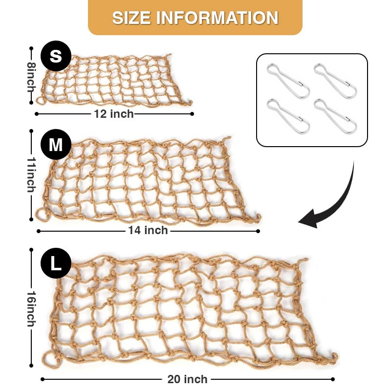 Hokable 2 Packs Natural Bird Rope Net Parrot Swing Hammock For Birds Parrot Ladder Macaw Hanging Hammock Activity Toy For Rats P