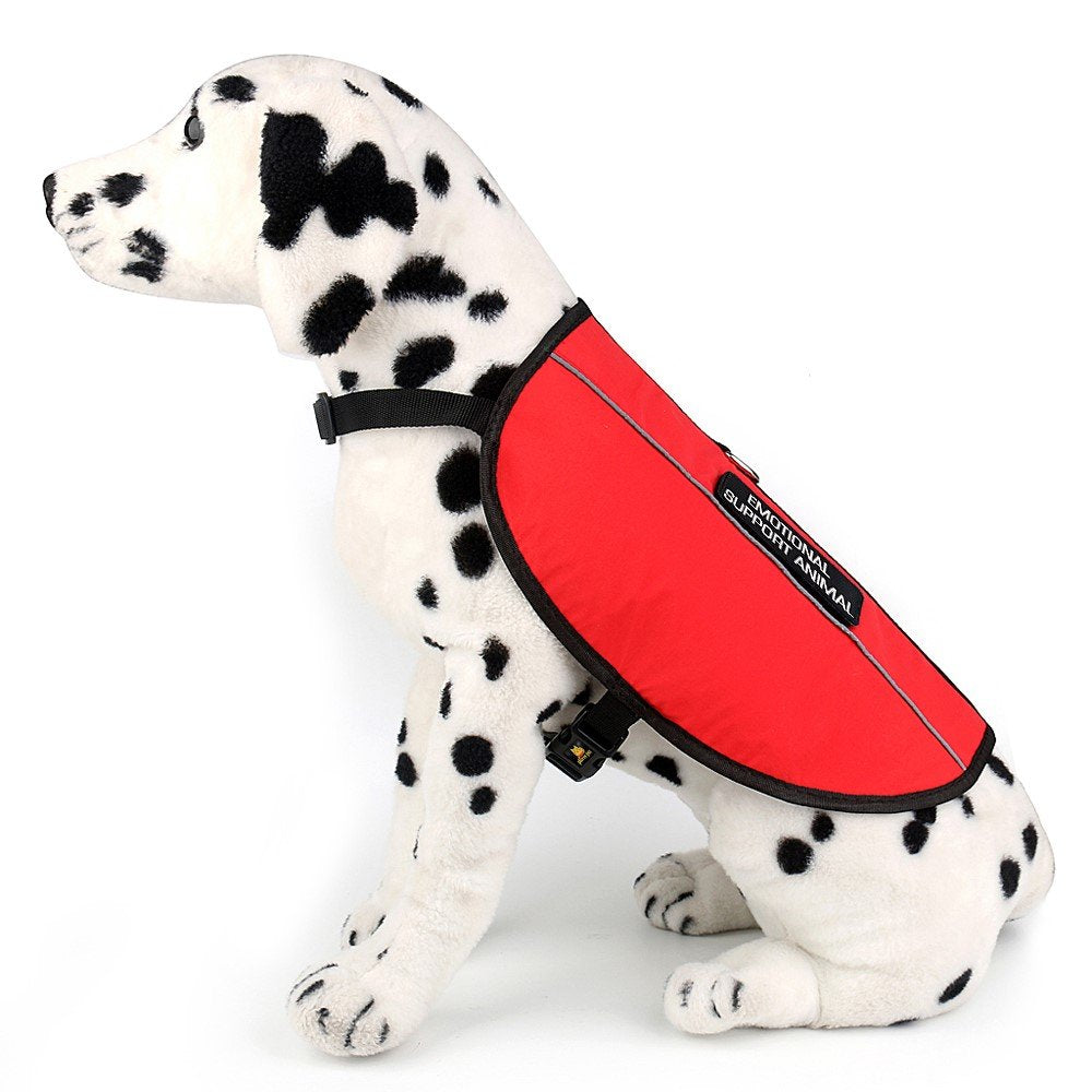 Plutus Pet Emotional Support Dog Vest With Reflective Straps,Bright Red Fabric&Mesh Harness With 2 Free Removable Embroidery Emo