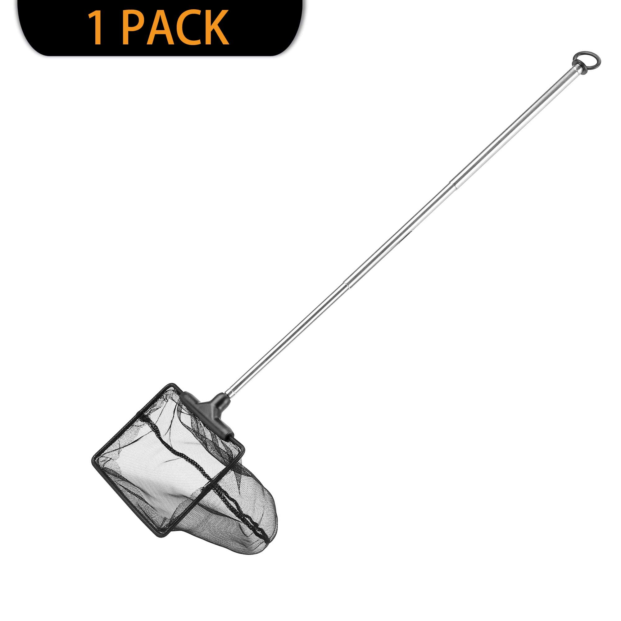 Filhome Aquarium Fish Net with Extendable Stainless Steel Long Handle, Fine Mesh Fish Net for Fish Tank, Betta Fish Net (4 inch)