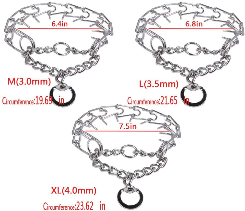 Darkyazi Durable Pinch Collar Stainless Steel Dog Adjustable Pet Training Collar For Medium Large Dogs (Large (Pack Of 1), Silve