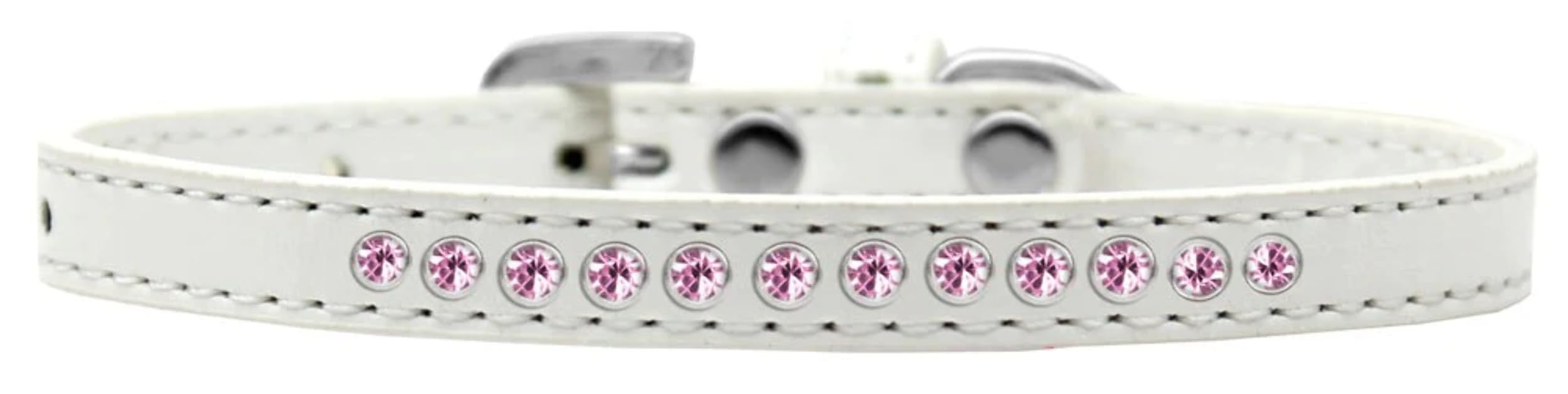 Dog, Puppy & Pet Fashion Collar, "Light Pink Crystal Rimsets" White 10
