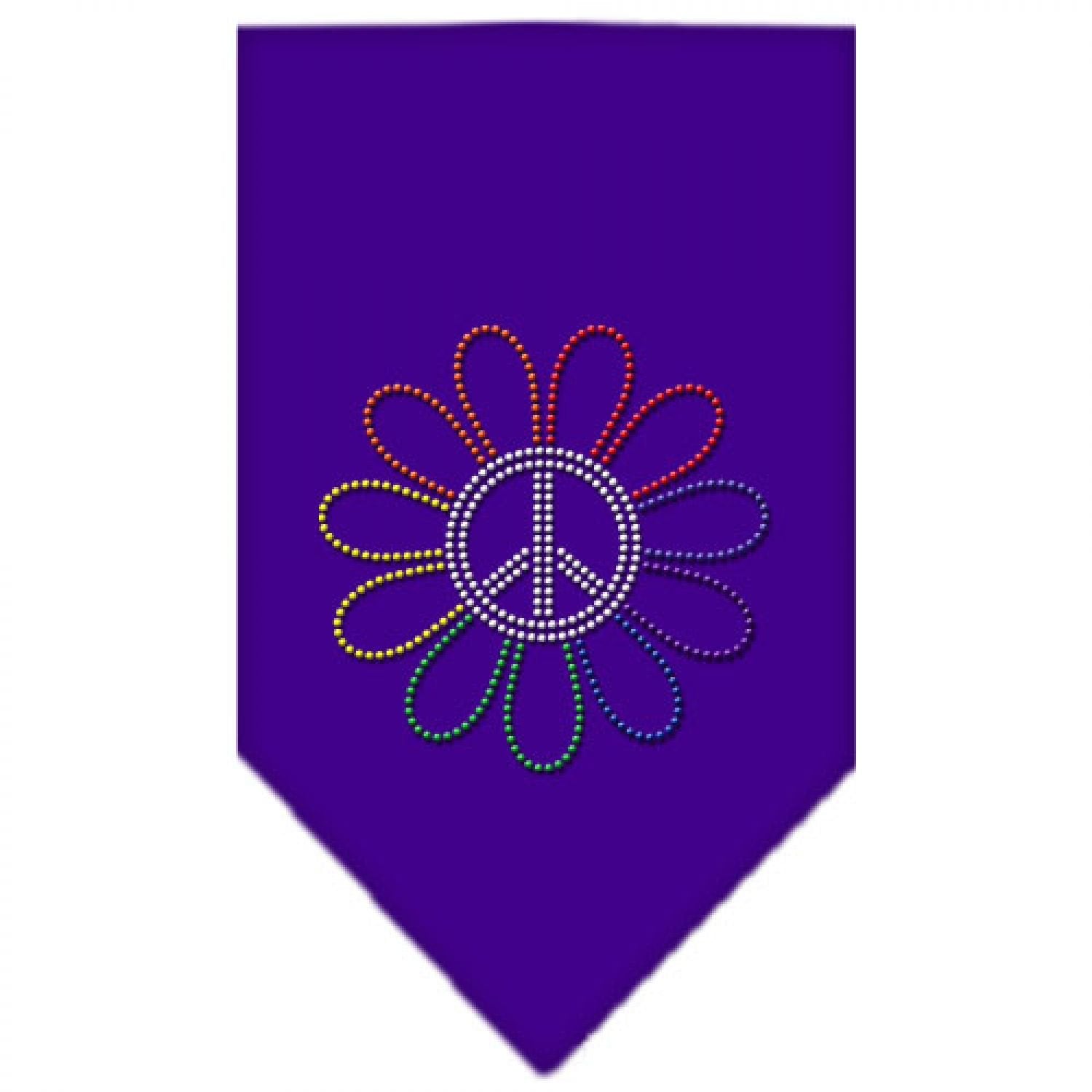 Mirage Pet Products Rainbow Peace Flower Rhinestone Bandana, Small, Purple