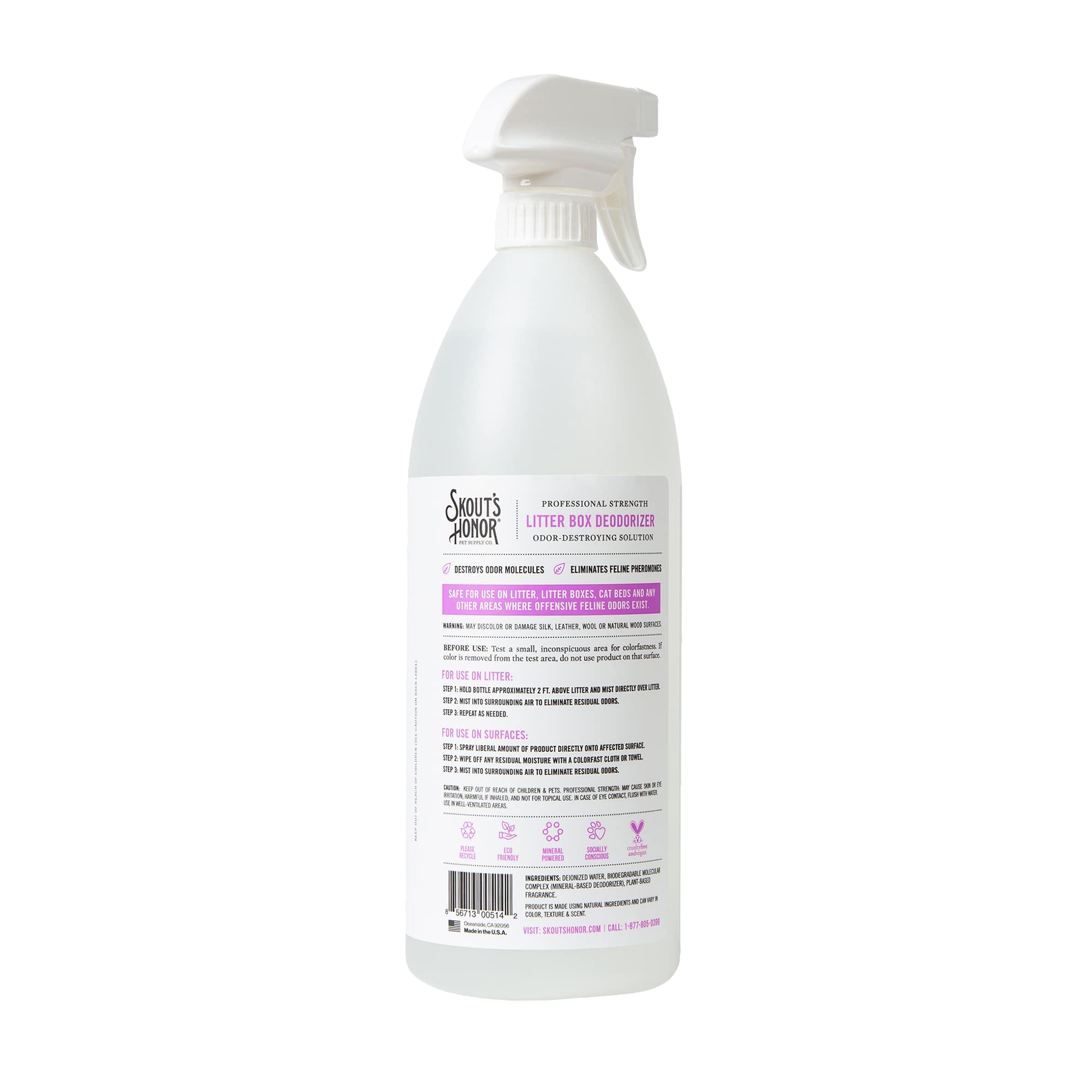 SKOUTS HONOR: Litter Box Deodorizer - Professional Strength - Break Down & Destroy Cat Urine Odor, Feces Odor & Other Odor-Caus