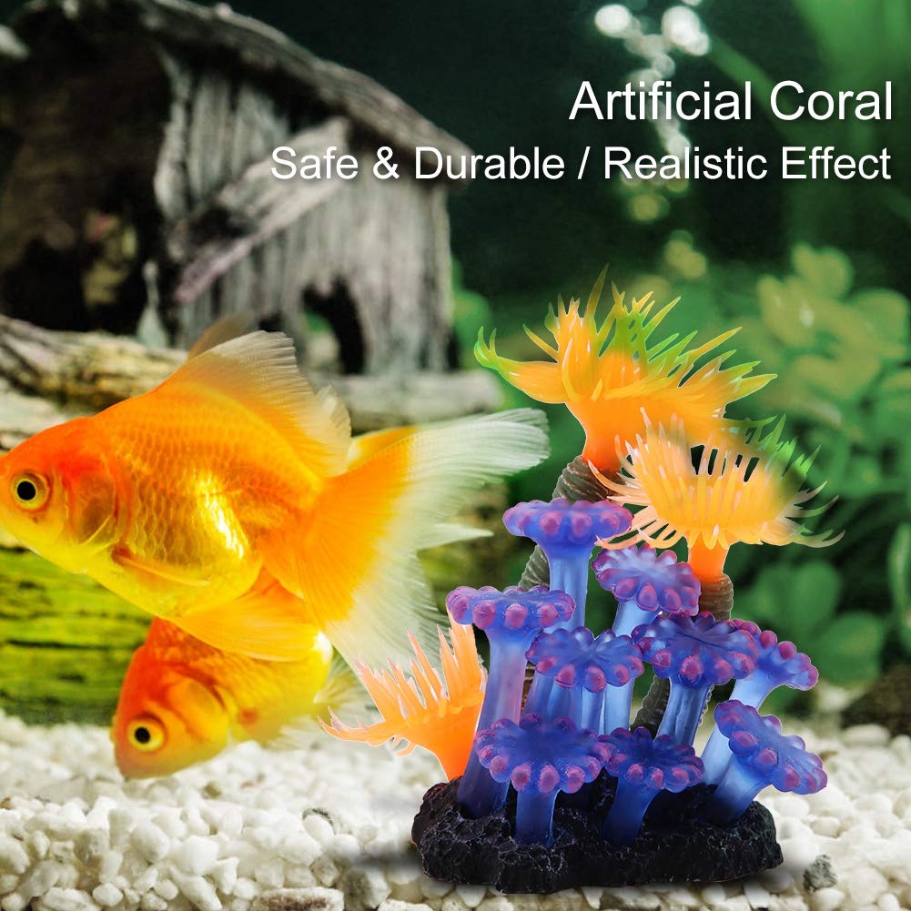 Topincn Artificial Coral, Simulation Plant Luminous Silicone Coral Sea Anemone For Fish Tank Landscape Decoration Aquarium Ornam