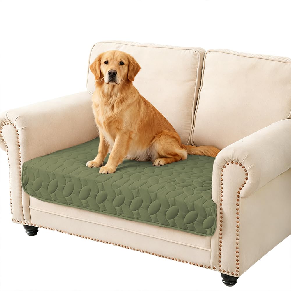 Ameritex Waterproof Pet Bed Cover Anti-Slip Dog Bed Blanket for Sofa and Furniture Waterproof New Pattern Design (Green, 30x53 I