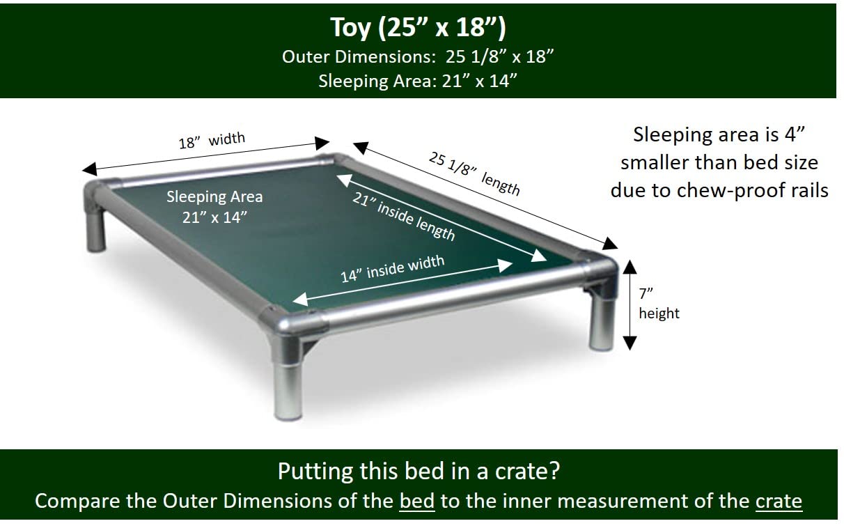 Kuranda Chewproof Bed - Silver Aluminum - 25'' x 18'' - Heavy Duty Vinyl - Forest