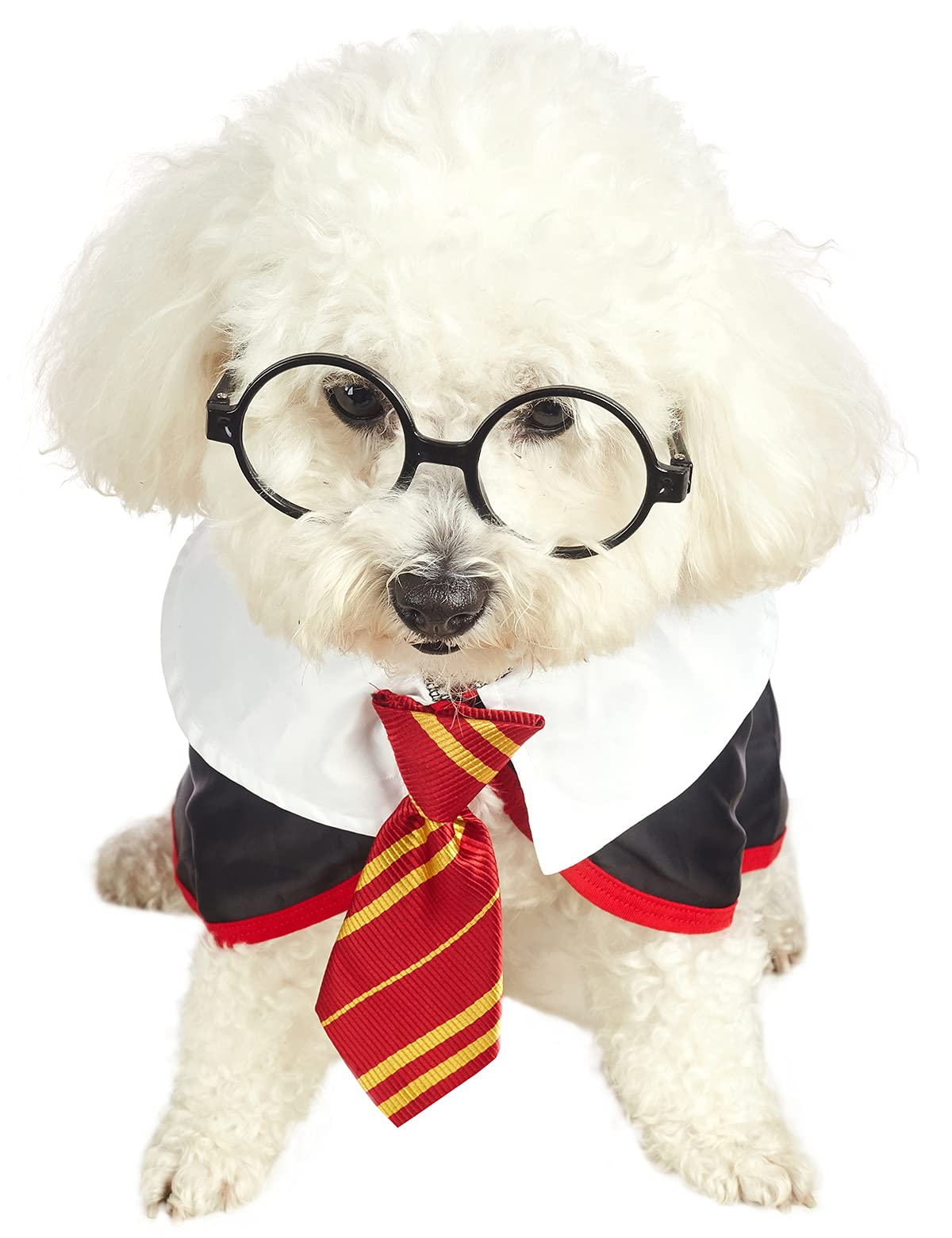 Impoosy Pet Dog Halloween Shirts Funny Cat Wizard Costume Pet Cute Apparel Soft Clothes With Glasses (Medium,Neck:14')