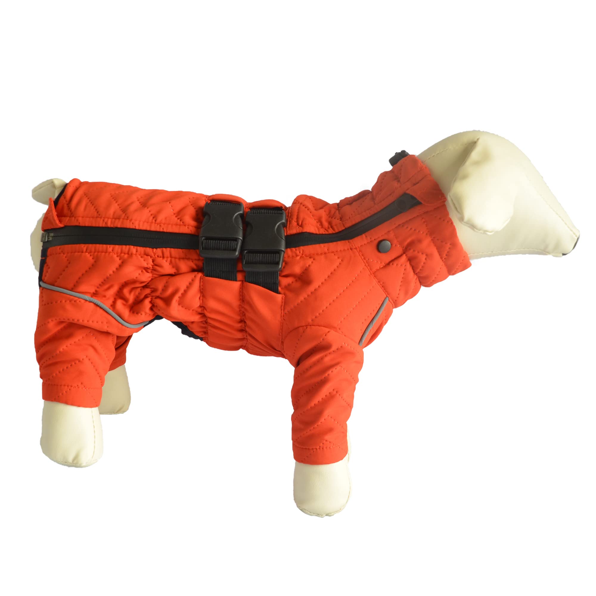 Warm Dog Coat Double Layers Dog Vest, 4 Legs Covered Windproof Waterproof Reflective Warm Dog Vest Outdoor Skating Dog Costume F