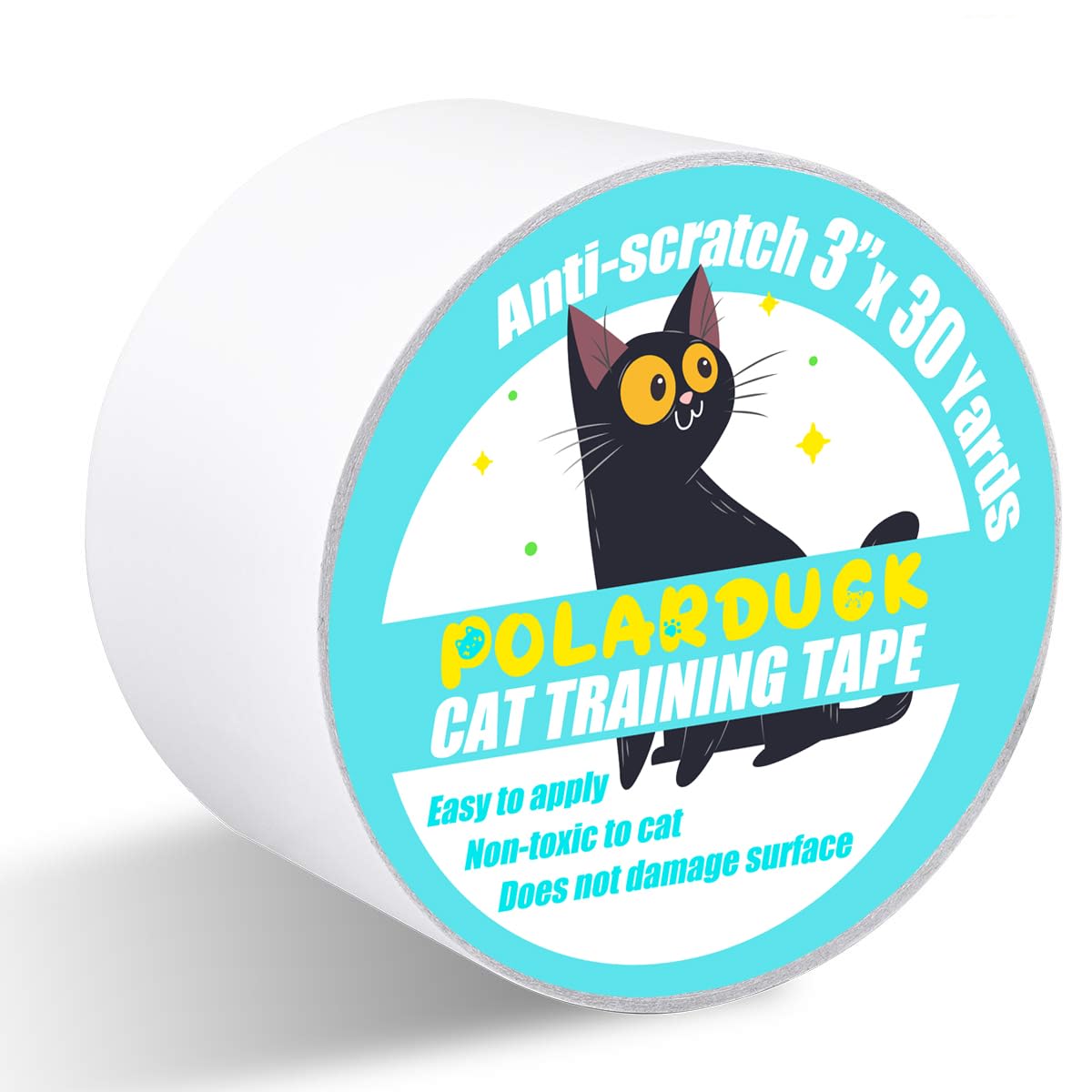 Polarduck Anti Cat Scratch Tape, 3 Inches X 30 Yards Cat Training Tape, 100% Transparent Clear Double Sided Cat Scratch Deterrent Tape, Furniture Protector For Couch, Carpet, Doors, Pet & Kid Safe